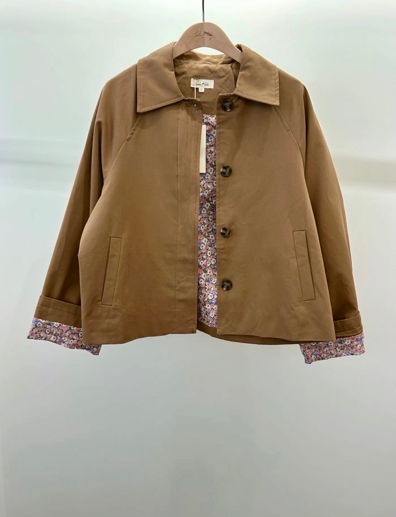 Veste Trench en coton Camel avec Liberty - MAHAUT - LILI et LALA