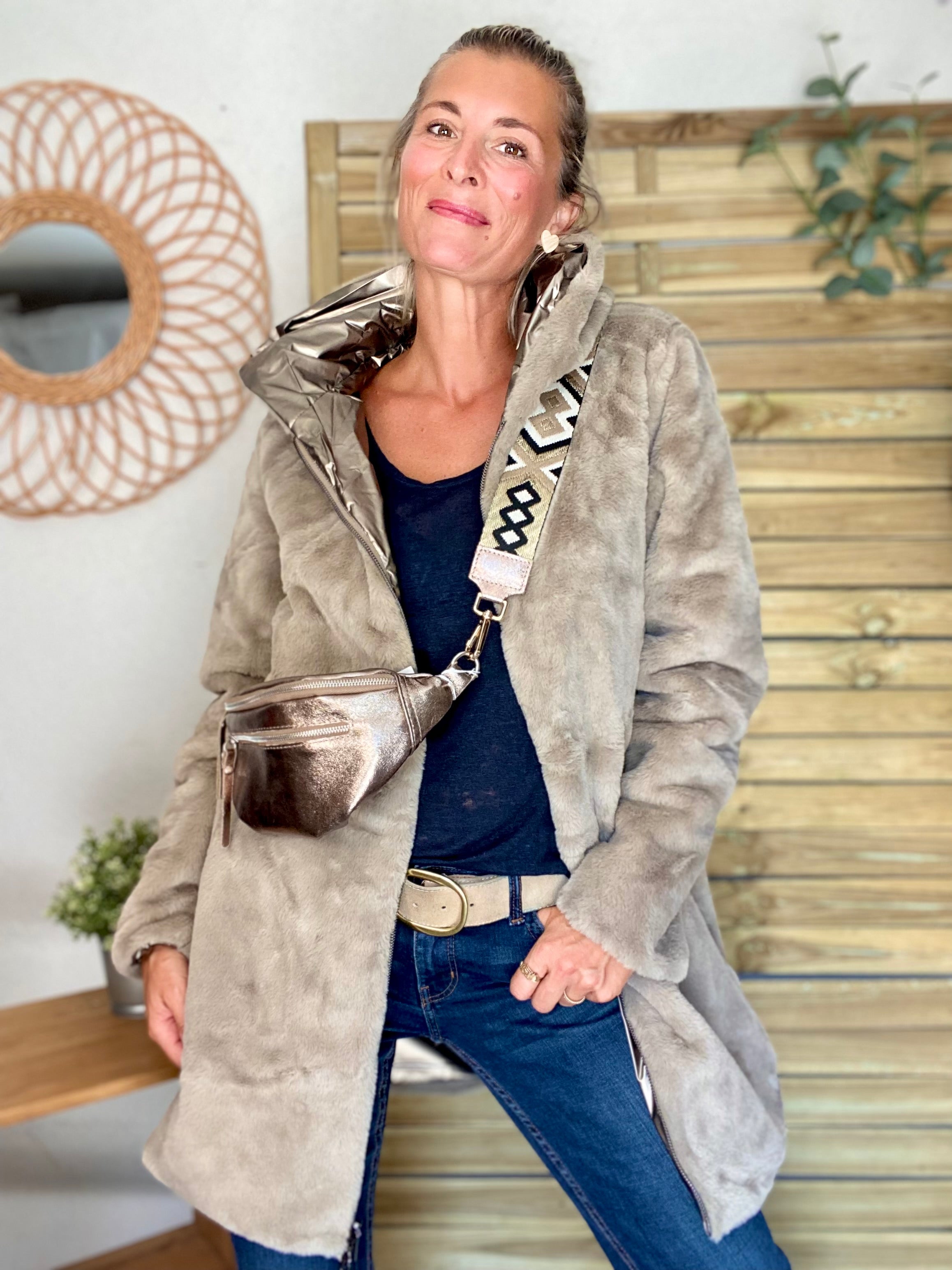 Parka Imperméable réversible fourrée Bronze / Beige ALIX - LAURA JO