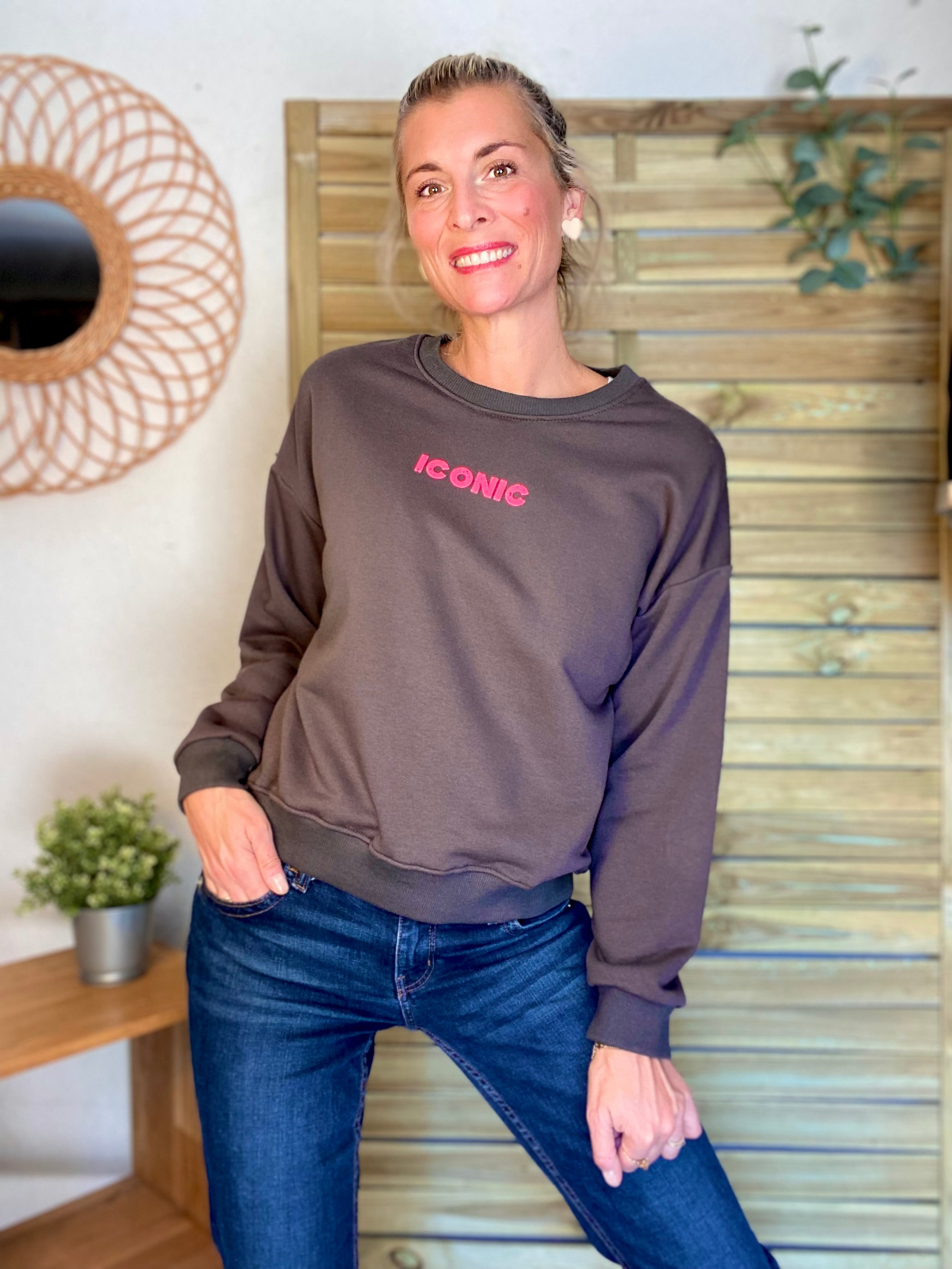 Sweat ICONIC COLINE - Chocolat