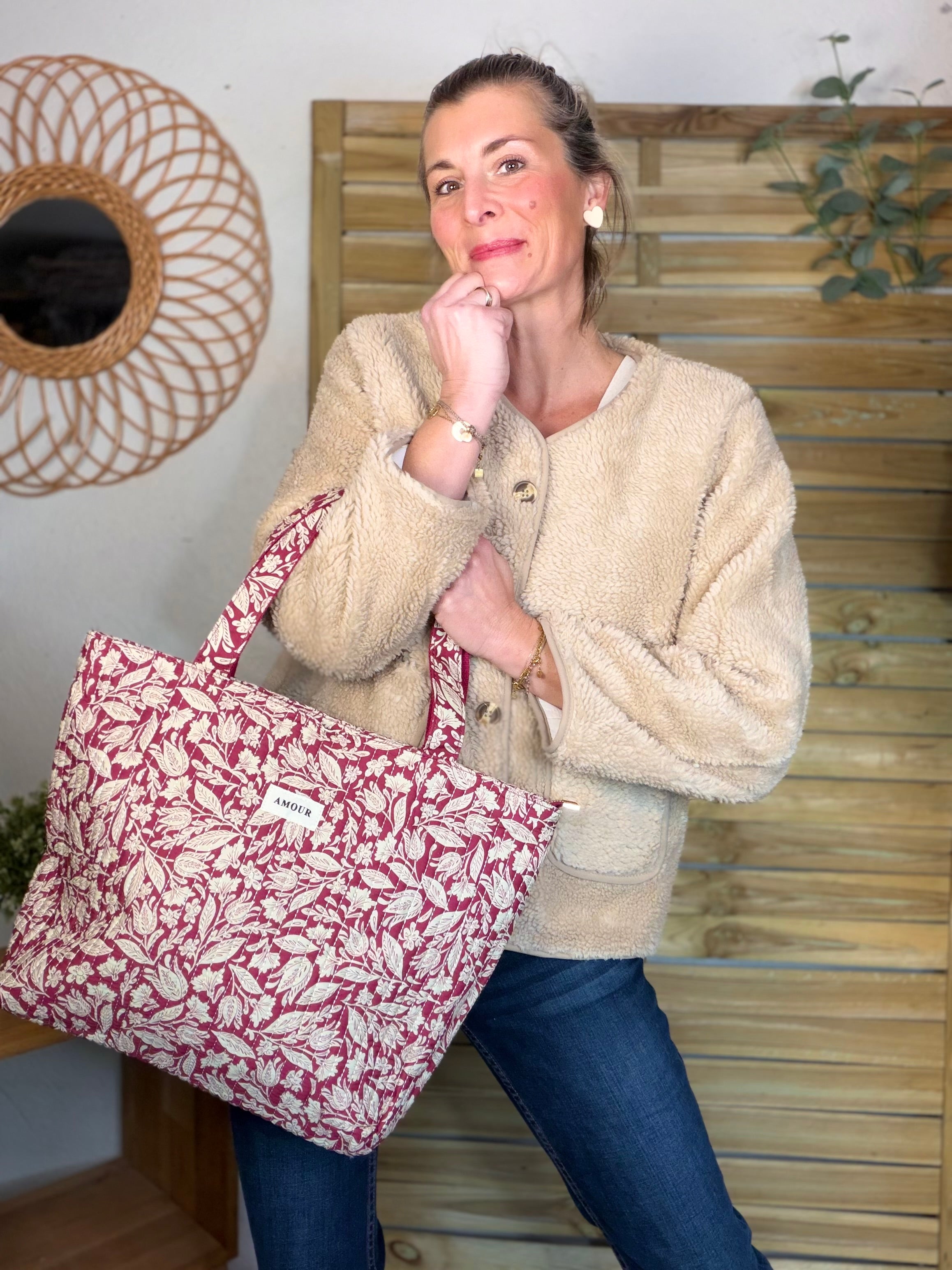 Sac cabas imprimé PIERCE - fleuri Magenta