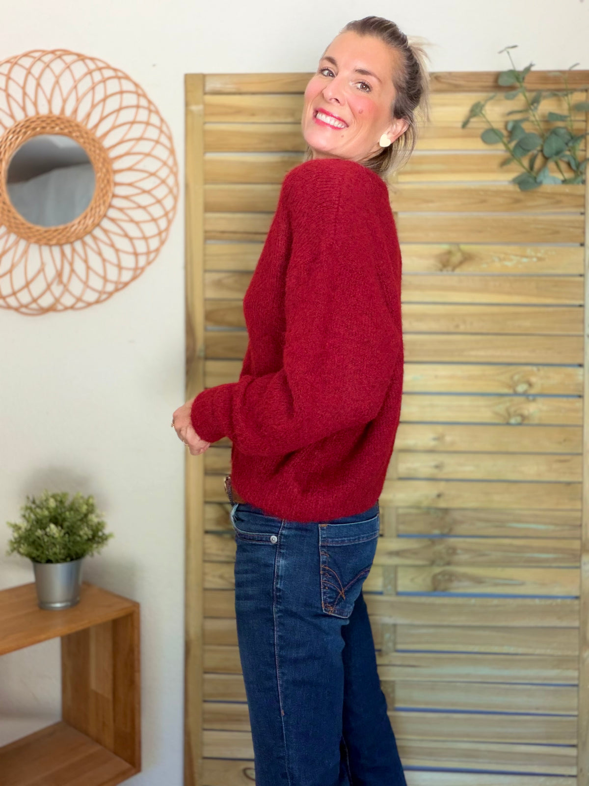 Gilet en maille MERYL - Cerise