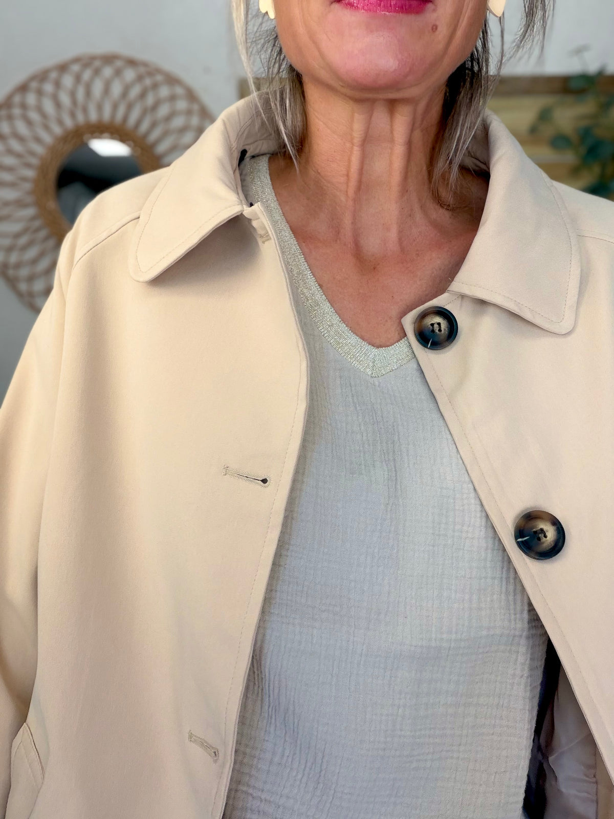 ⚡️ ARRIVAGE • Veste Trench avec capuche amovible, doublure à carreaux GAËLLE Beige