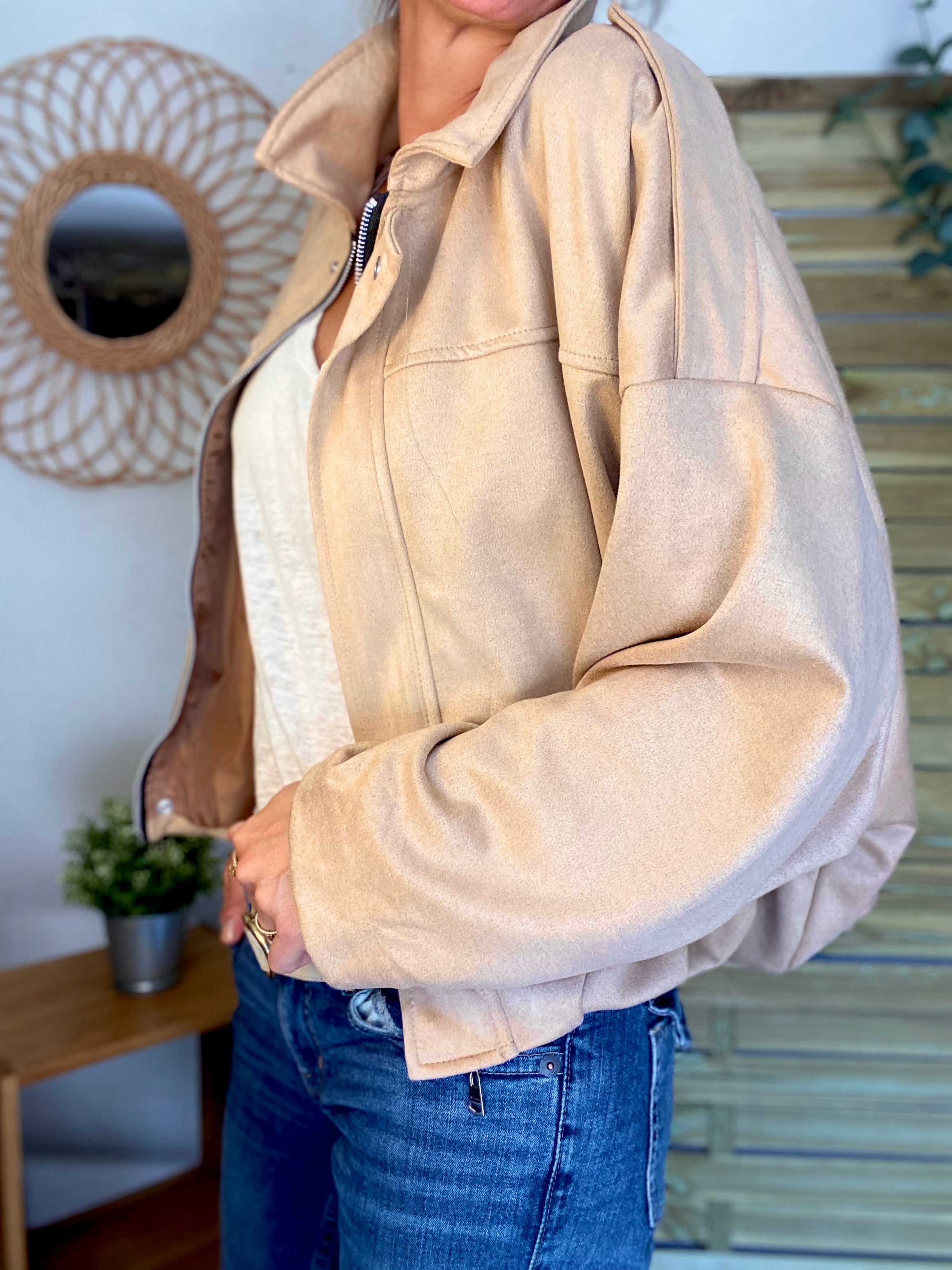 Veste oversize en suédine ISAAC - Camel clair
