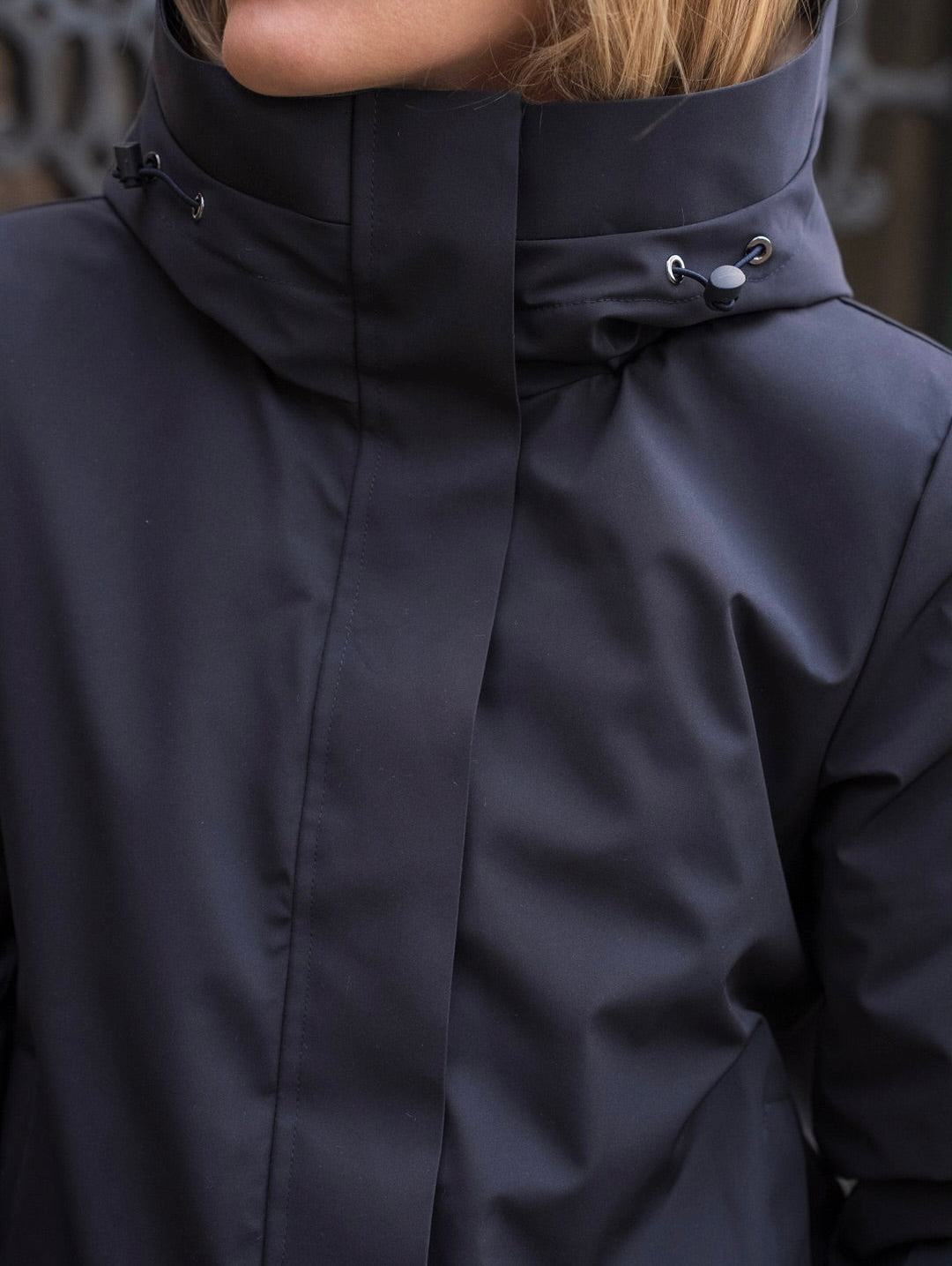 LAURA JO - Parka fourrée imperméable AMBRE MI-LONG - Bleu marine / Beige