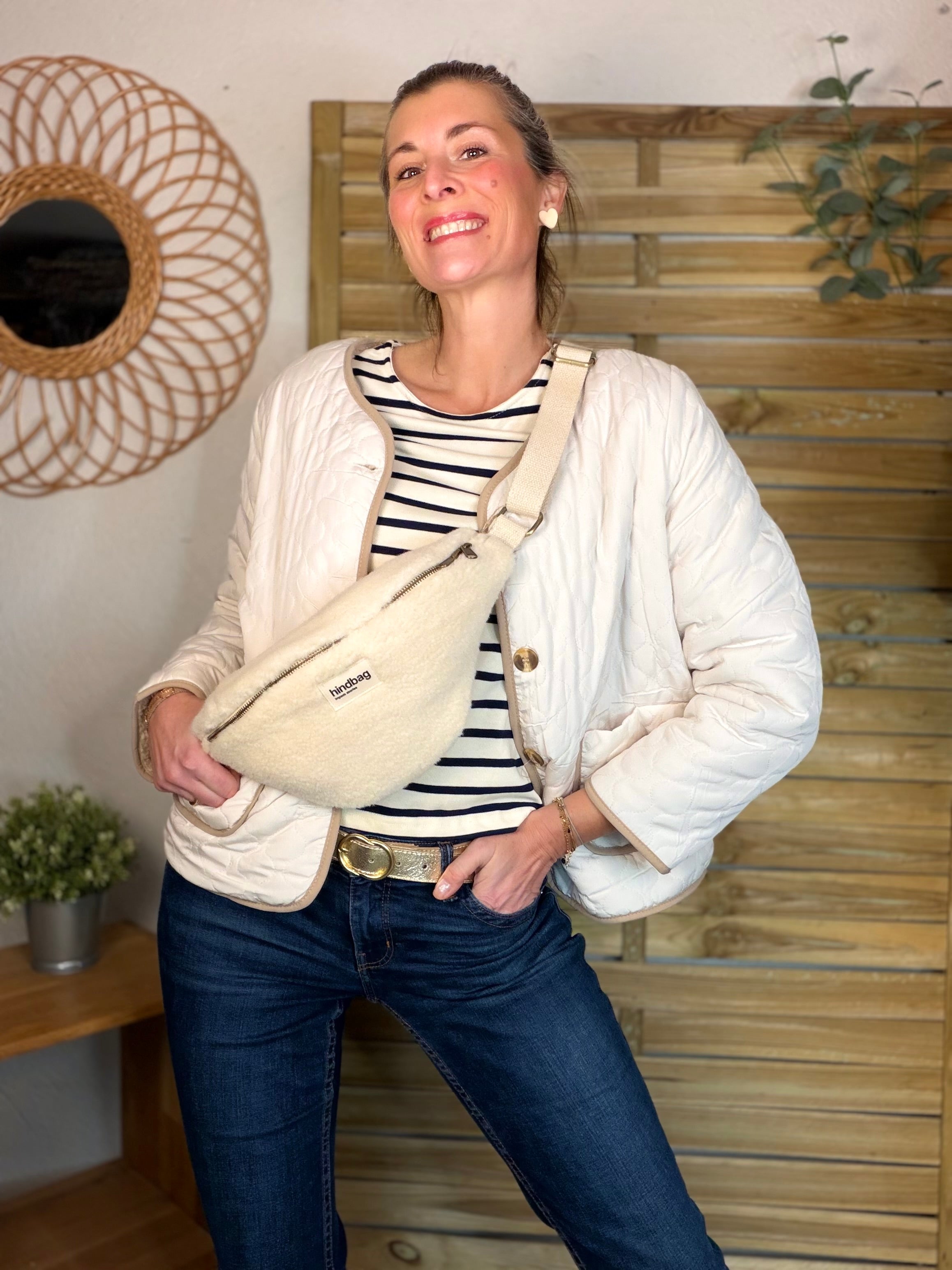 Sac banane HINDBAG Olivia Teddy arctique (moumoute)