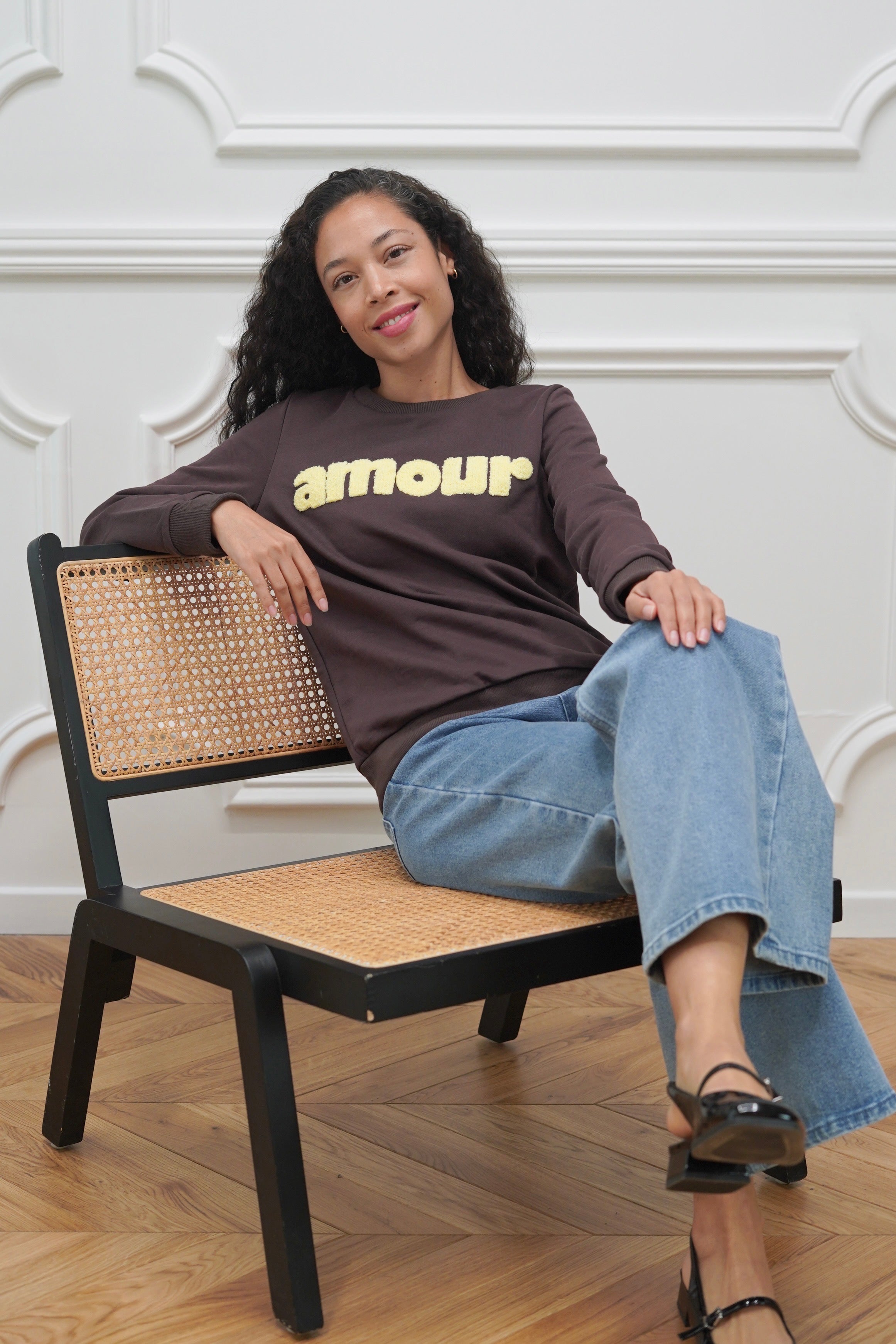Sweat amour DORIA - Choco / Jaune