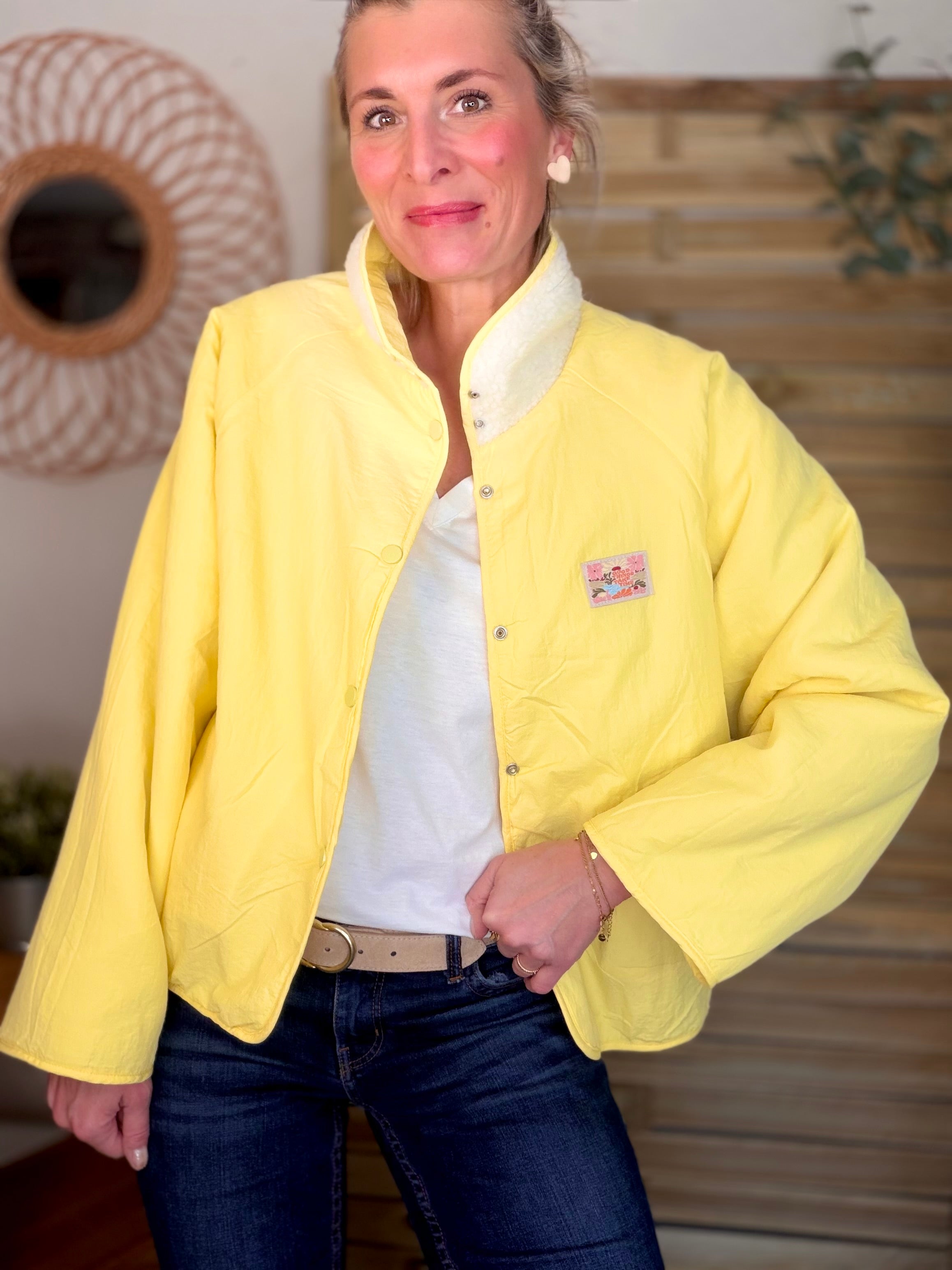Veste matelassée réversible Sherpa AMÉLIE Jaune