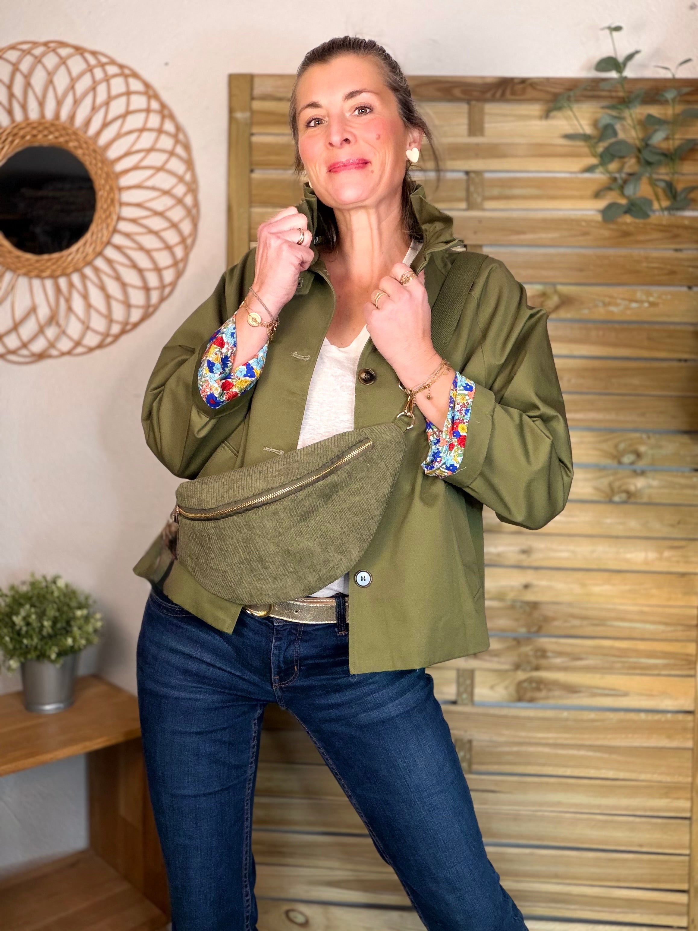 Veste Trench col victorien avec Liberty - VICKY Kaki