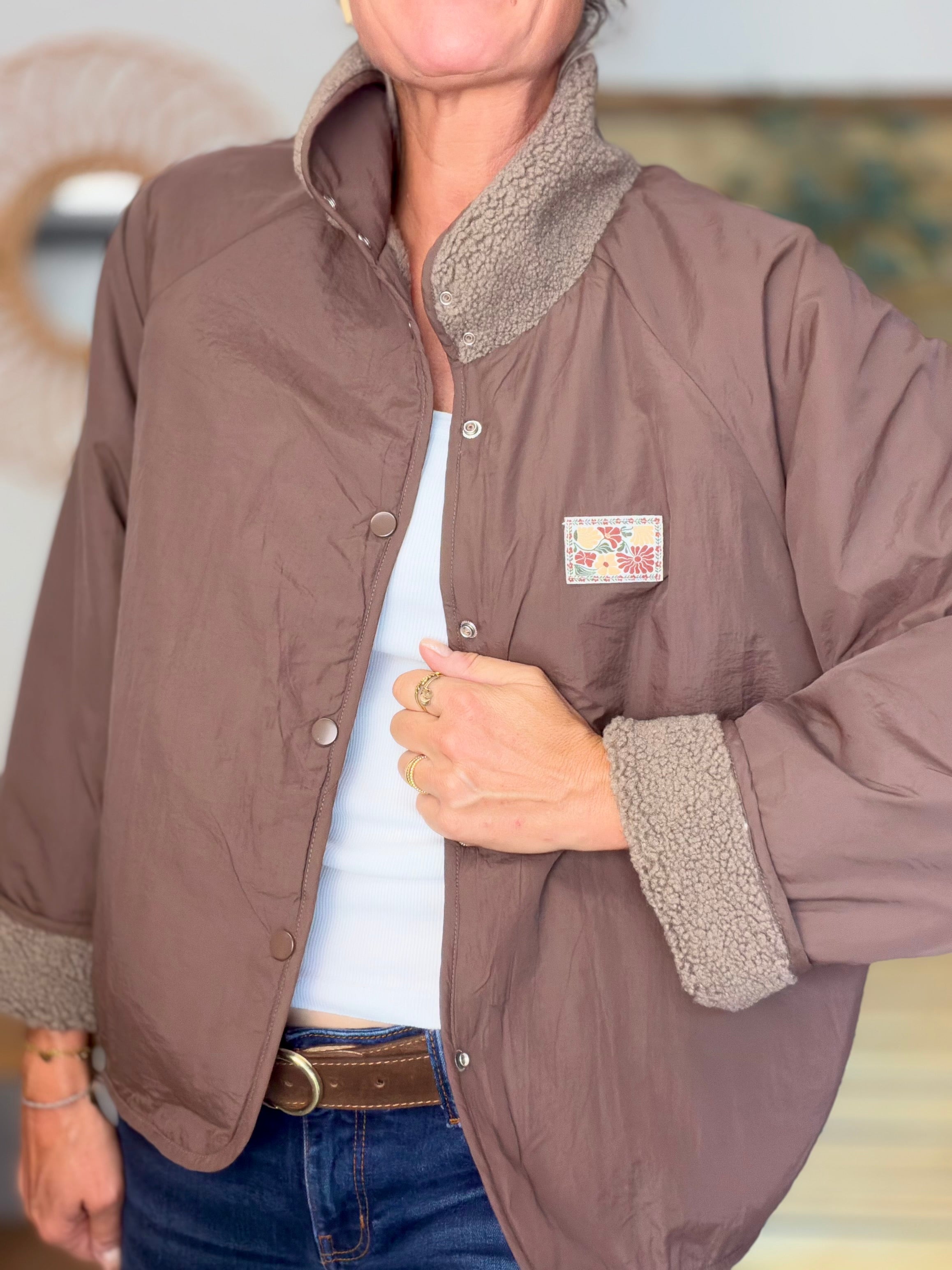 Veste matelassée réversible Sherpa AMÉLIE Chocolat