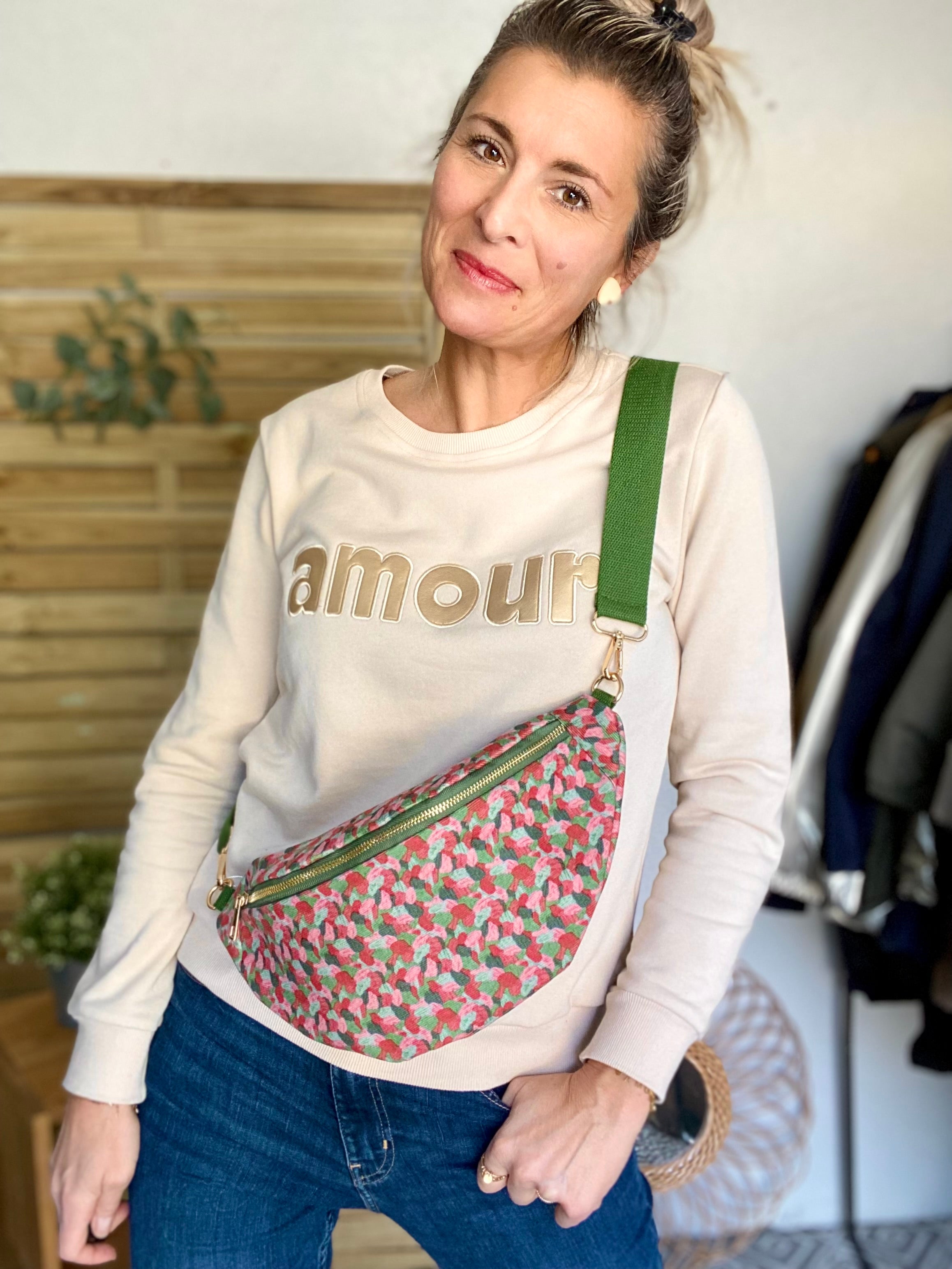 Sac banane XL velours Ciao Boum - IVY - Camaïeu Rose - FIN DE SÉRIE