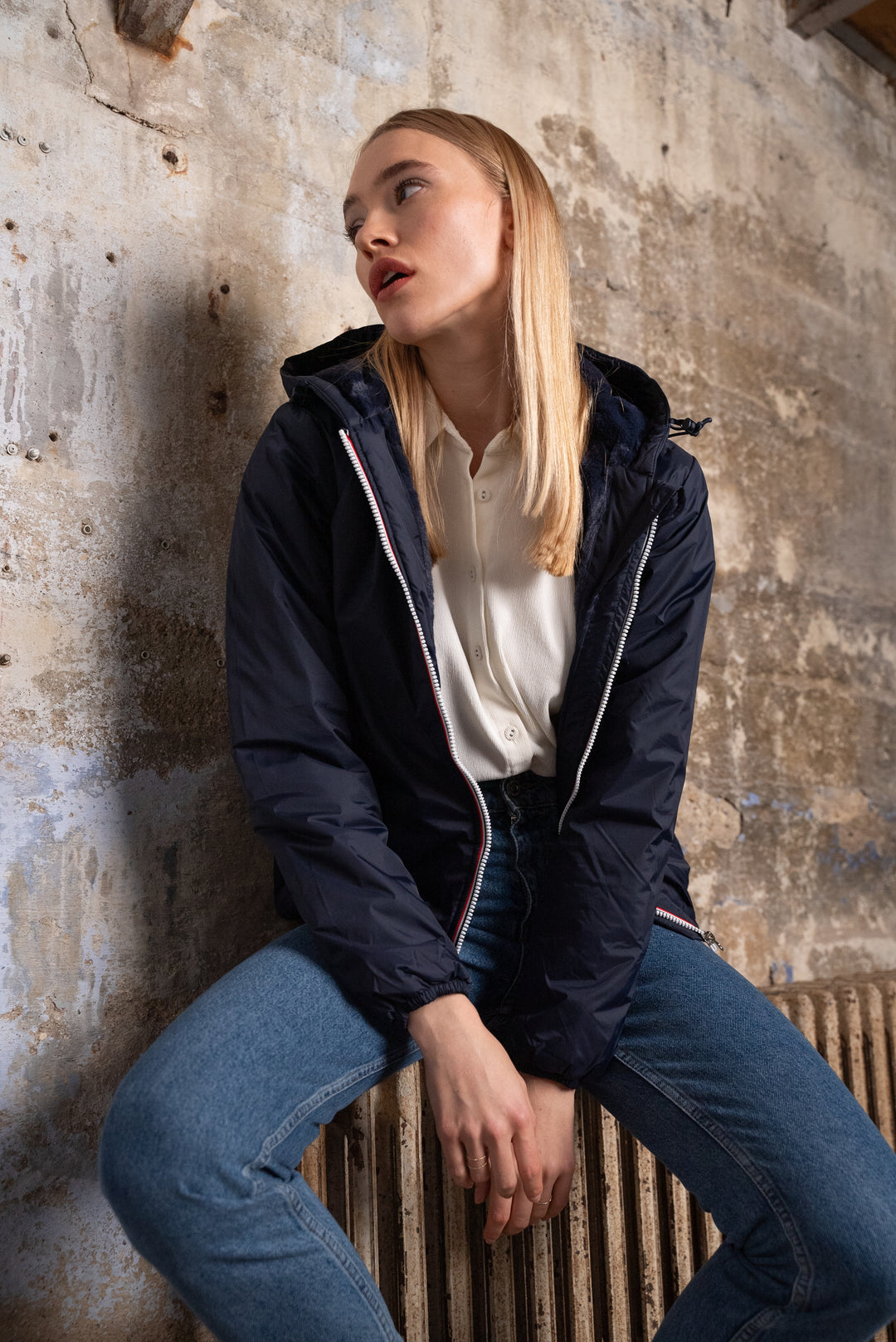 Parka Imperméable LOUISE COURT fourré - Bleu marine - LAURA JO