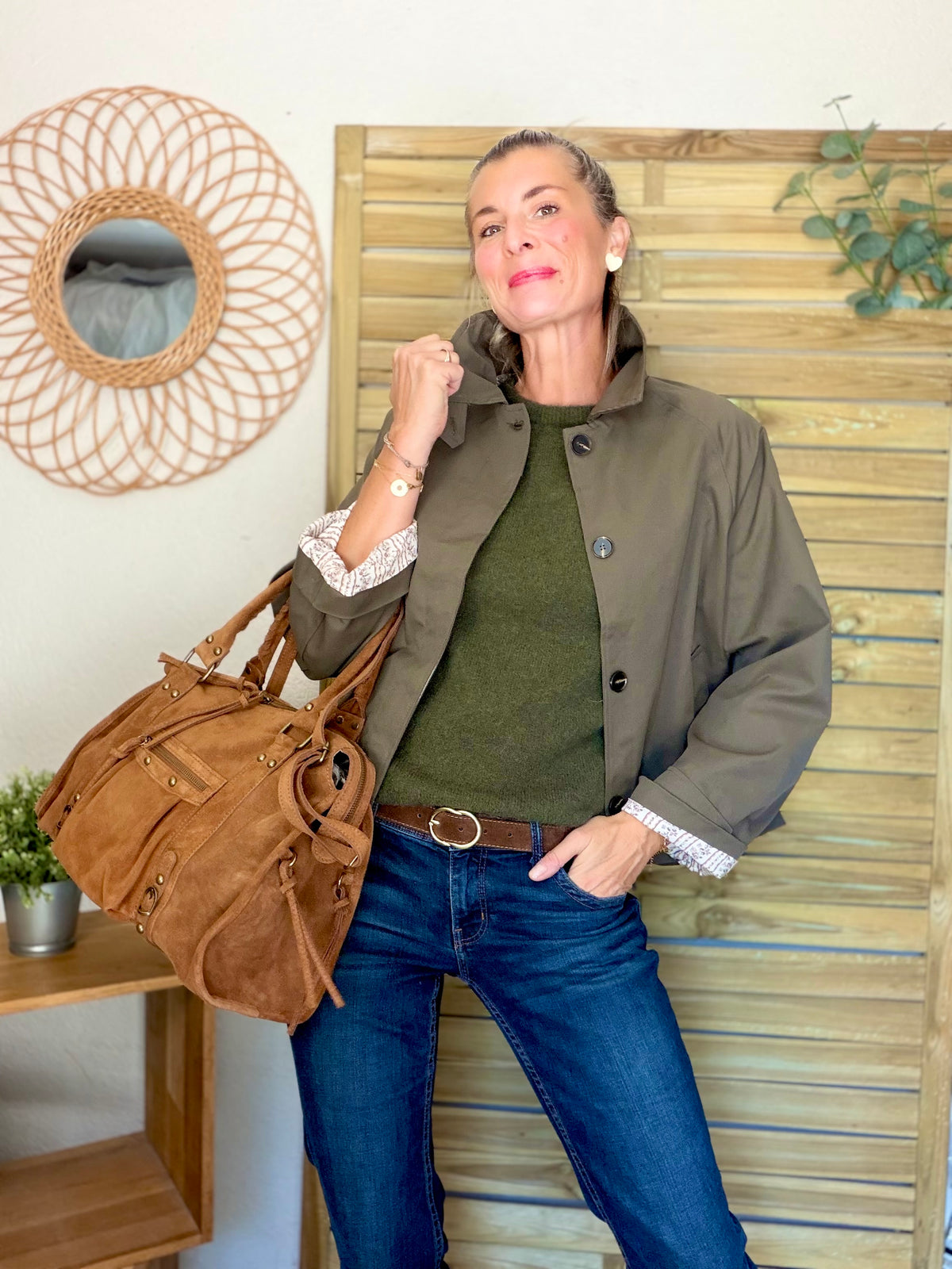 Pull laine et alpaga PEGGY - Kaki
