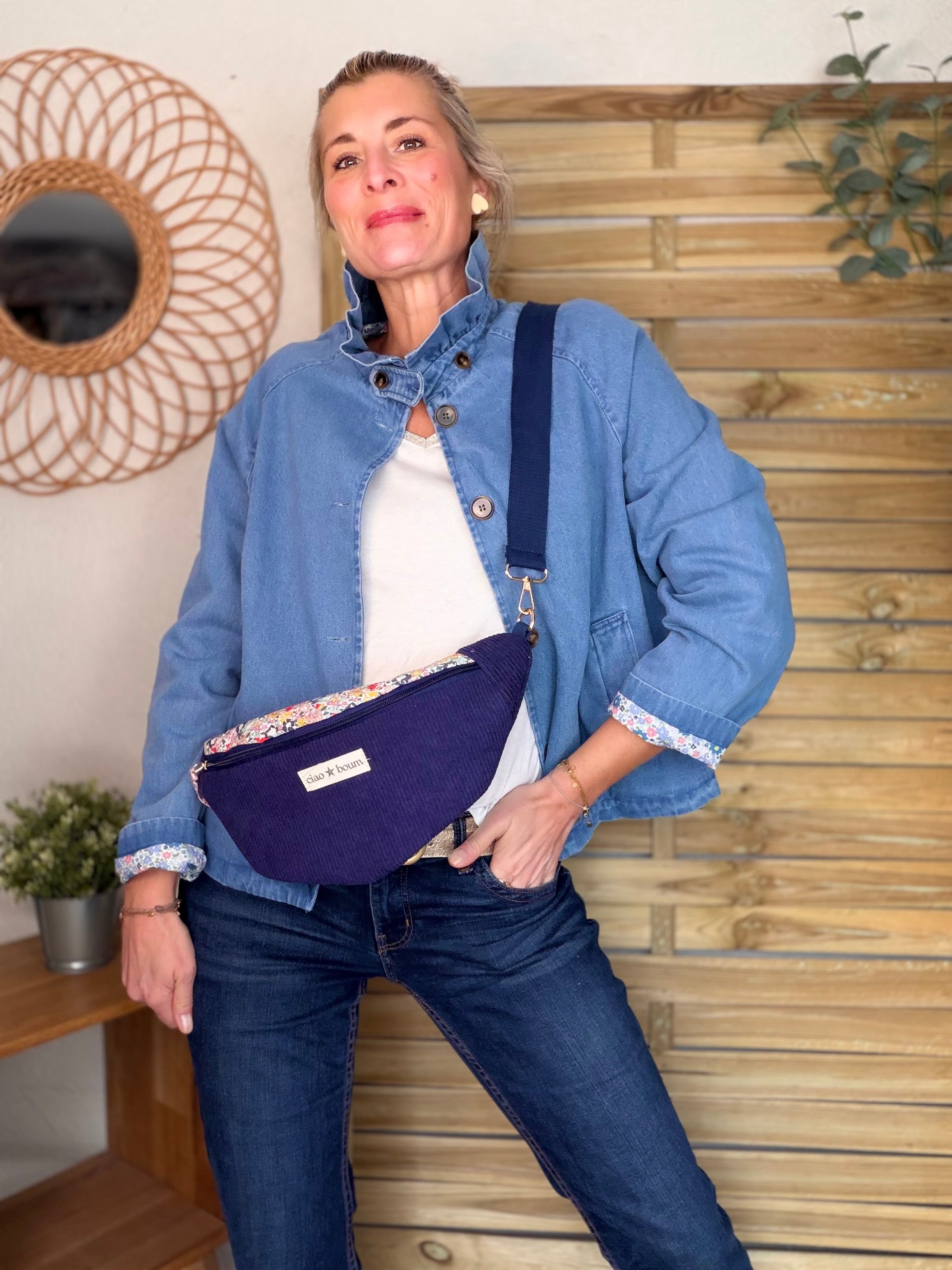 Veste Denim col victorien avec Liberty - VICKY Jean