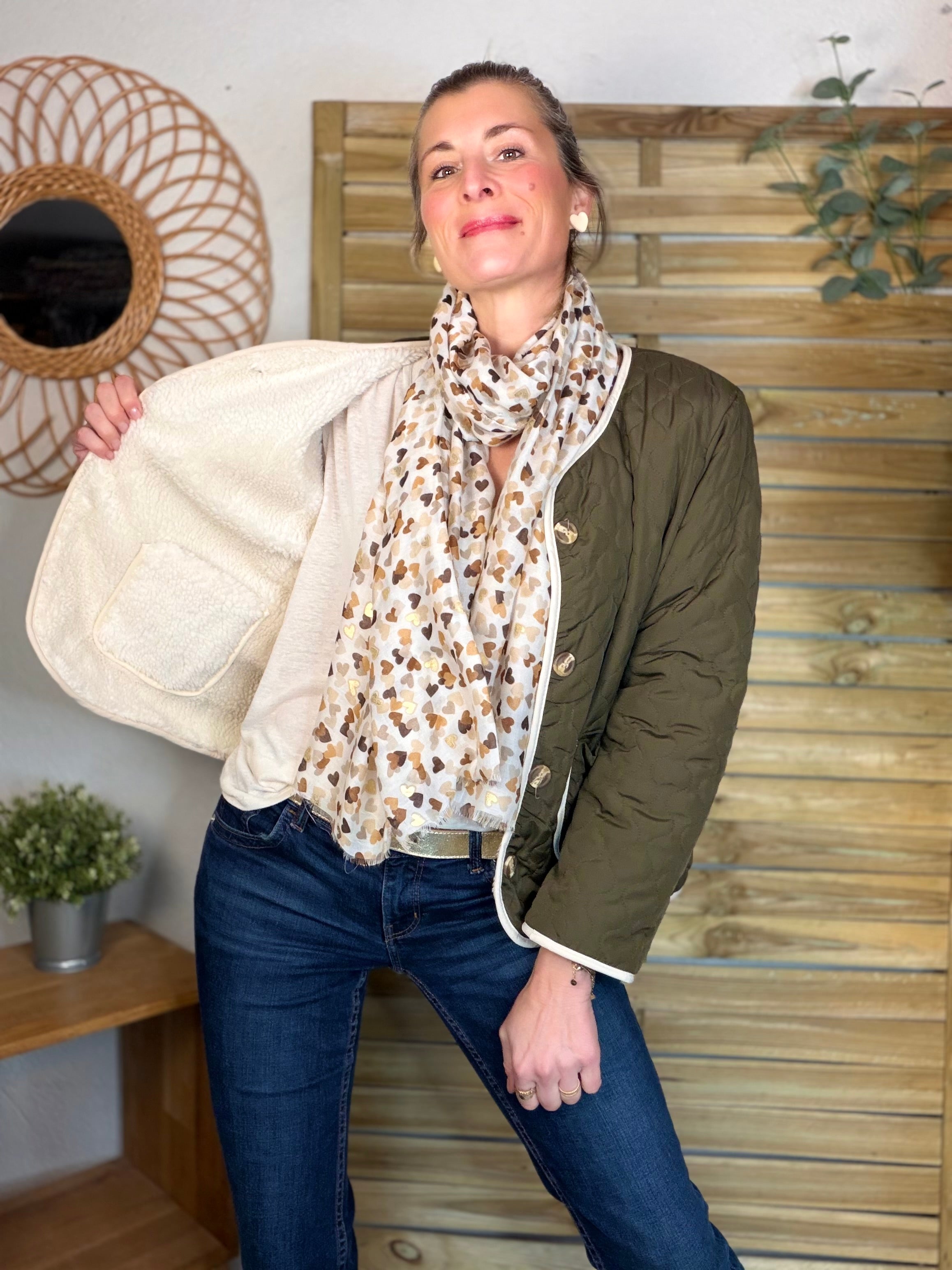 ⚡️ ARRIVAGE - Veste matelassée réversible Sherpa NOÉMIE Kaki