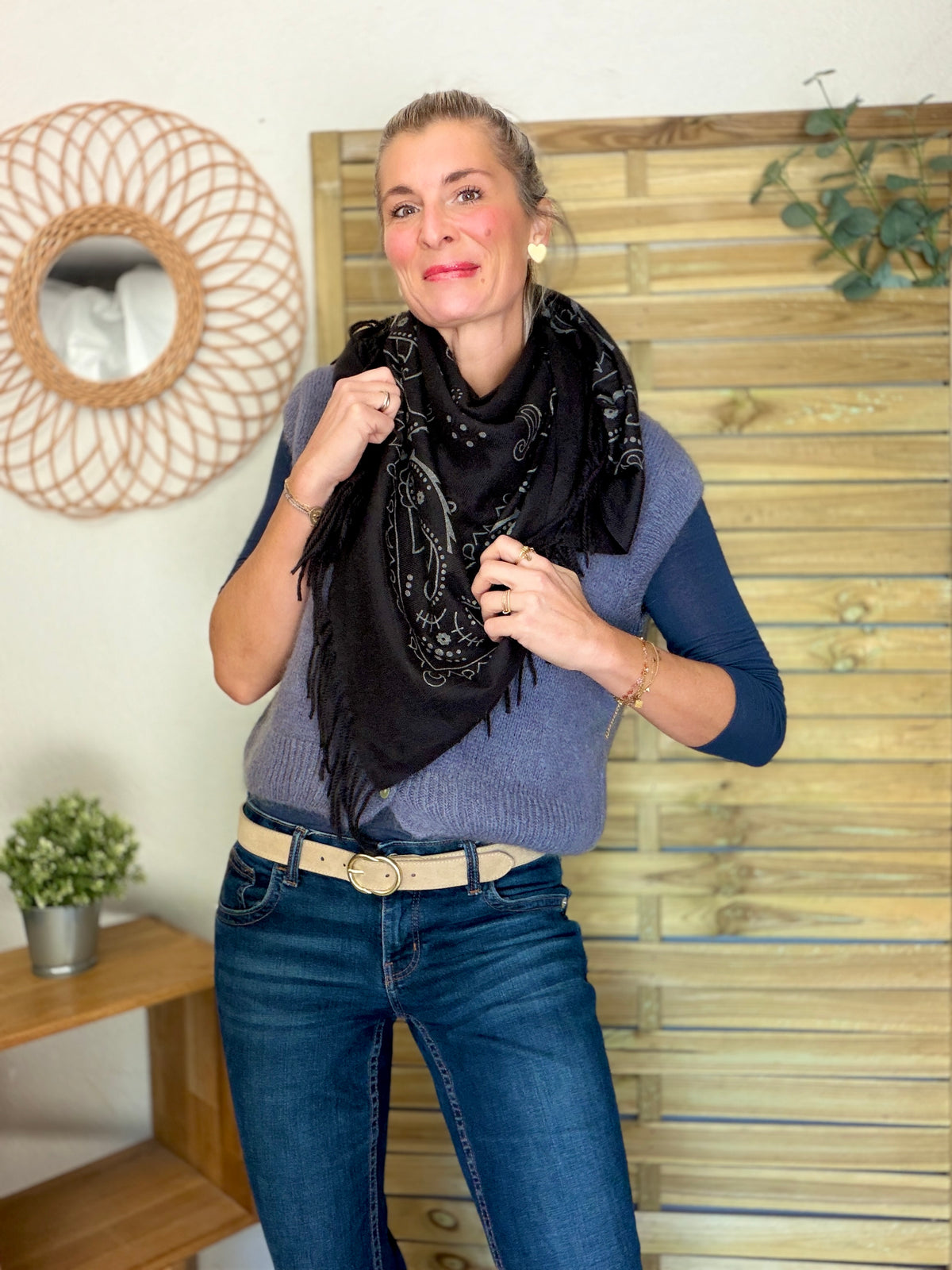 Gilet sans manche en maille laine et mohair AVERY Gris bleuté