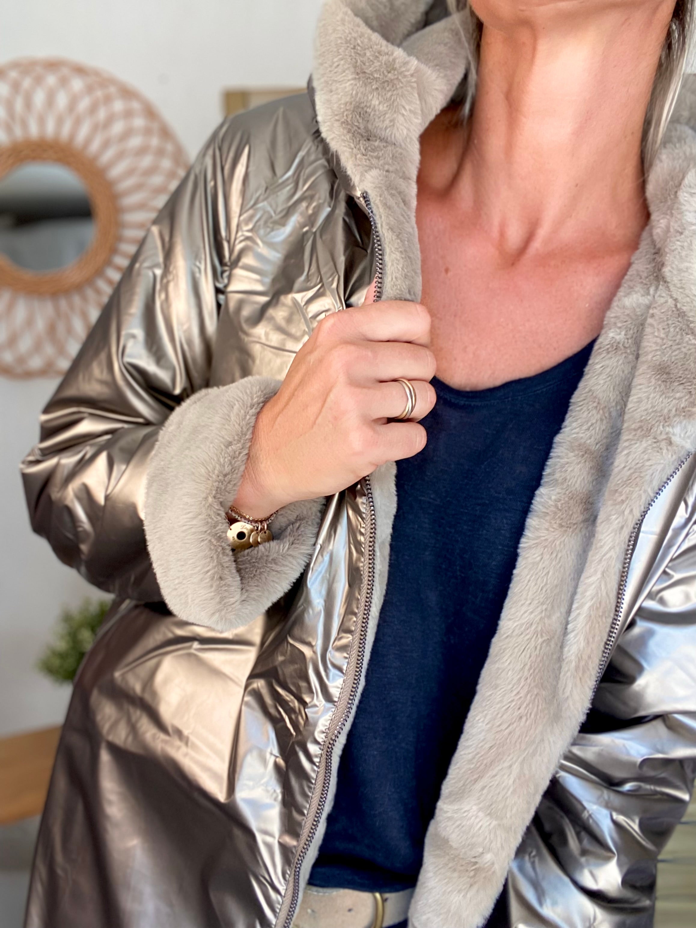 Parka Imperméable réversible fourrée Bronze / Beige ALIX - LAURA JO