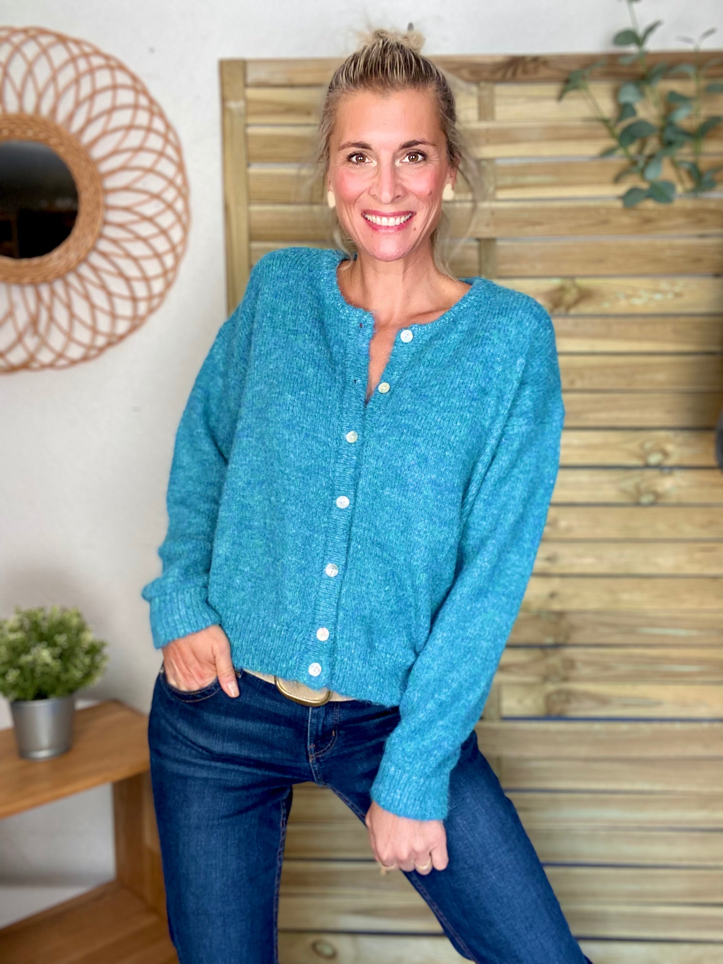 Gilet en maille MERYL - Bleu canard