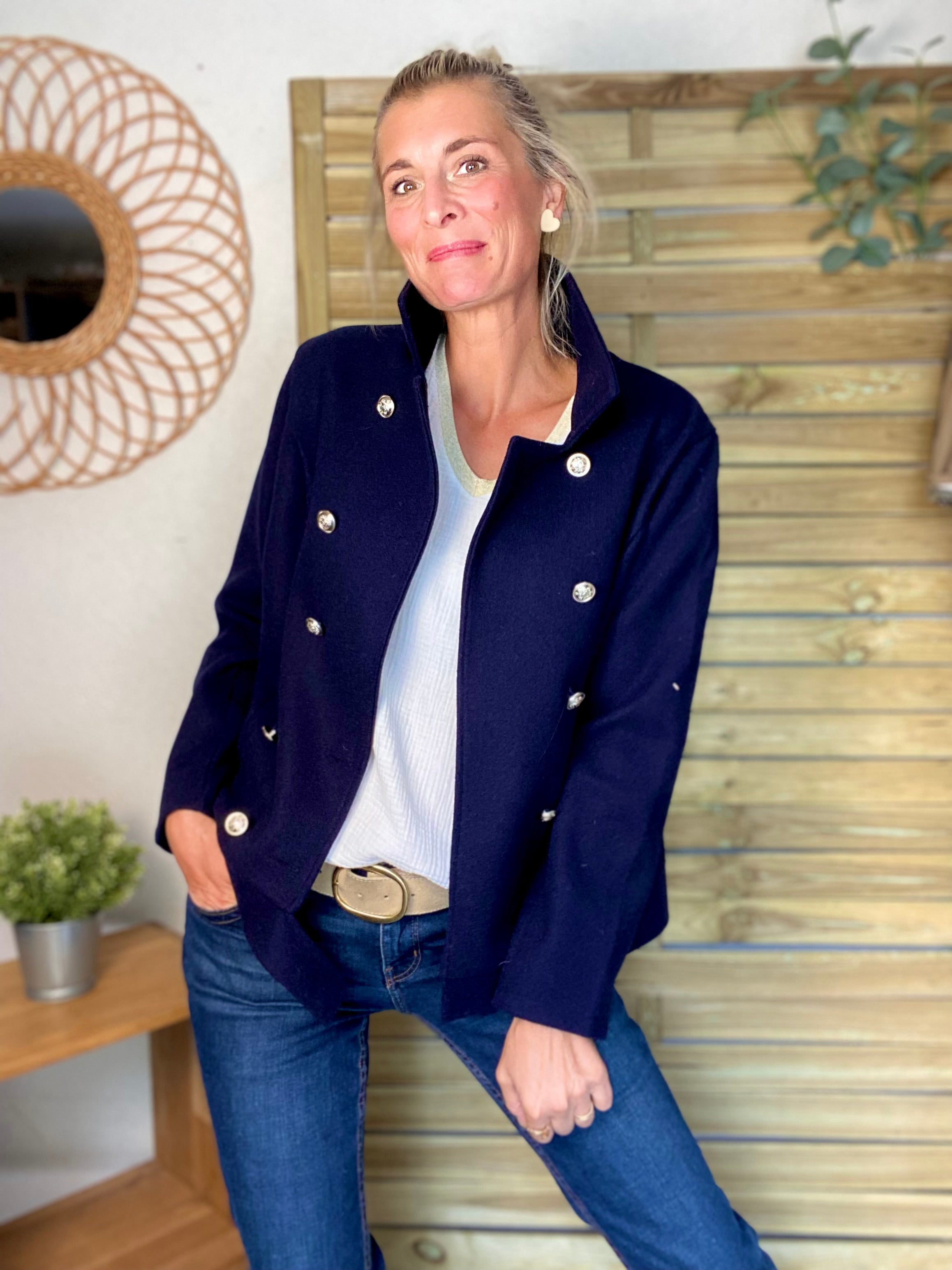 ⚠️ PRÉCOMMANDE (Expédition à partir du 01/10) - Veste caban légère JACK - Bleu marine