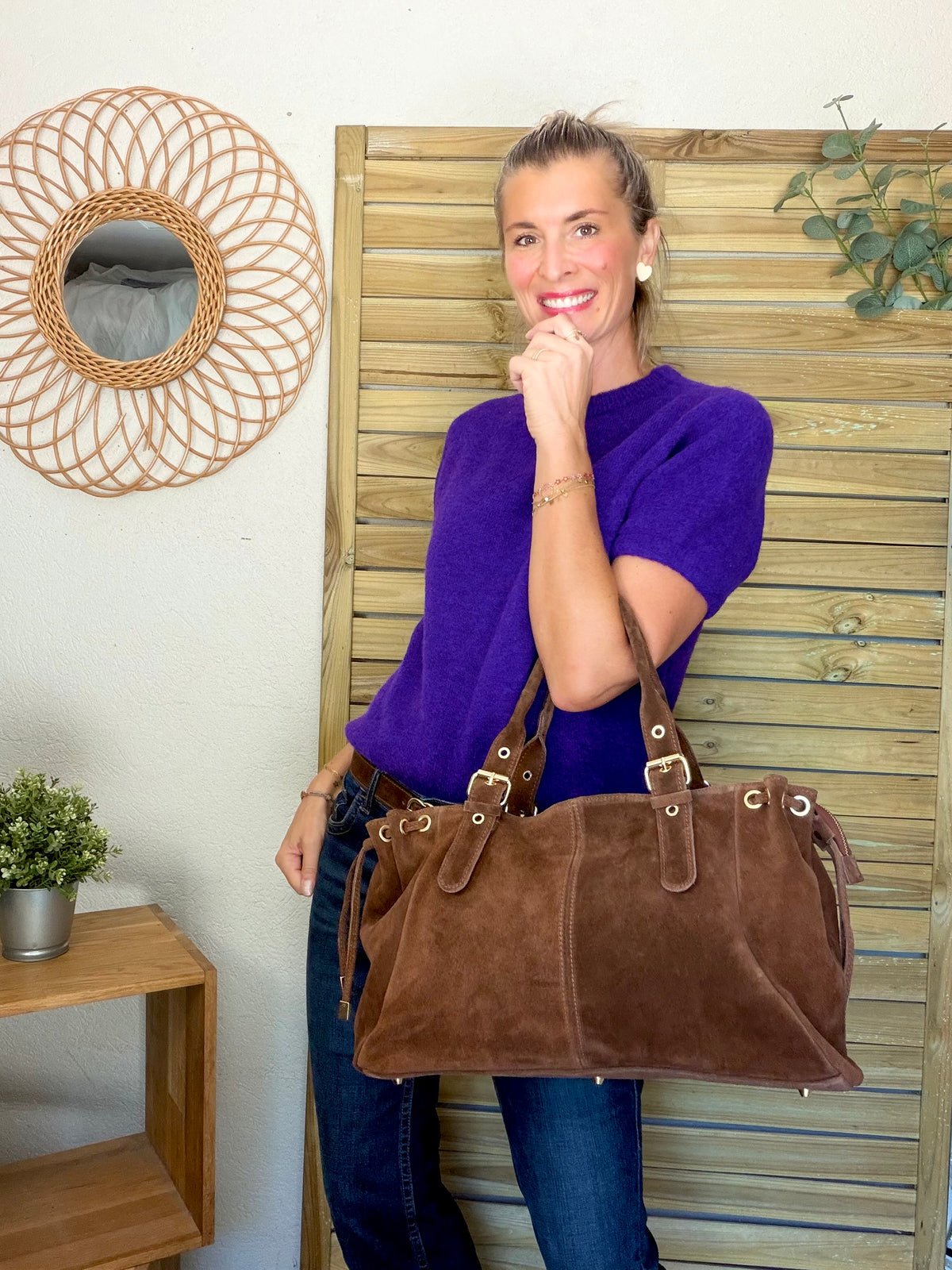 Pull laine et alpaga PEGGY - Violet