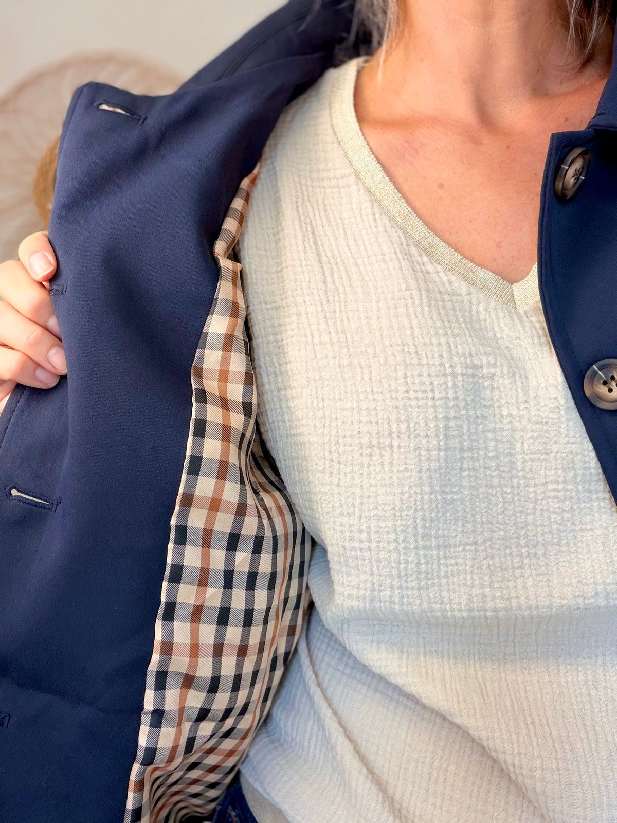 ⚡️ ARRIVAGE • Veste Trench, doublure à carreaux DANA Bleu marine