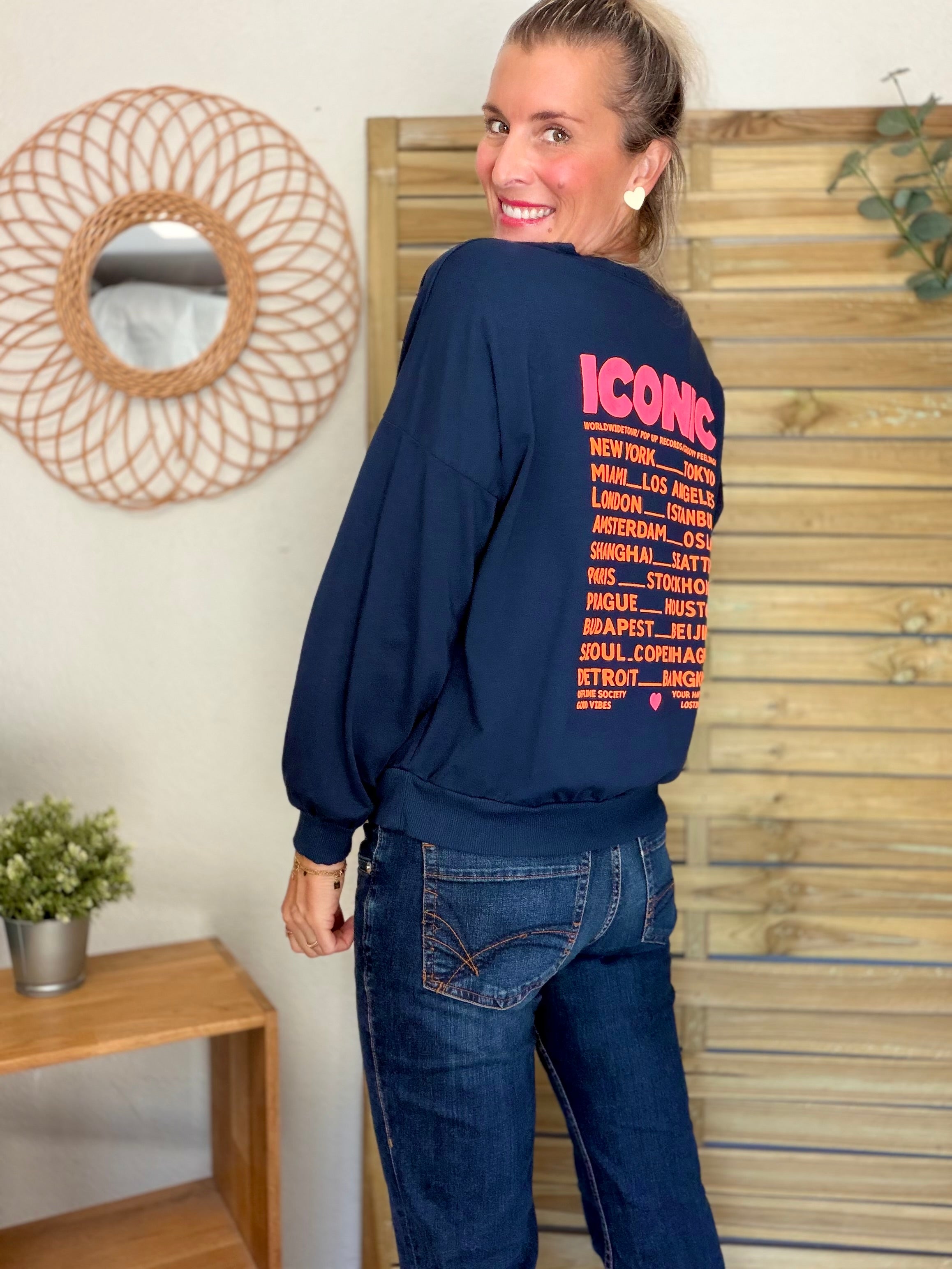 Sweat ICONIC léger 100% coton FAUSTINE Bleu marine (taille 36 à 46)