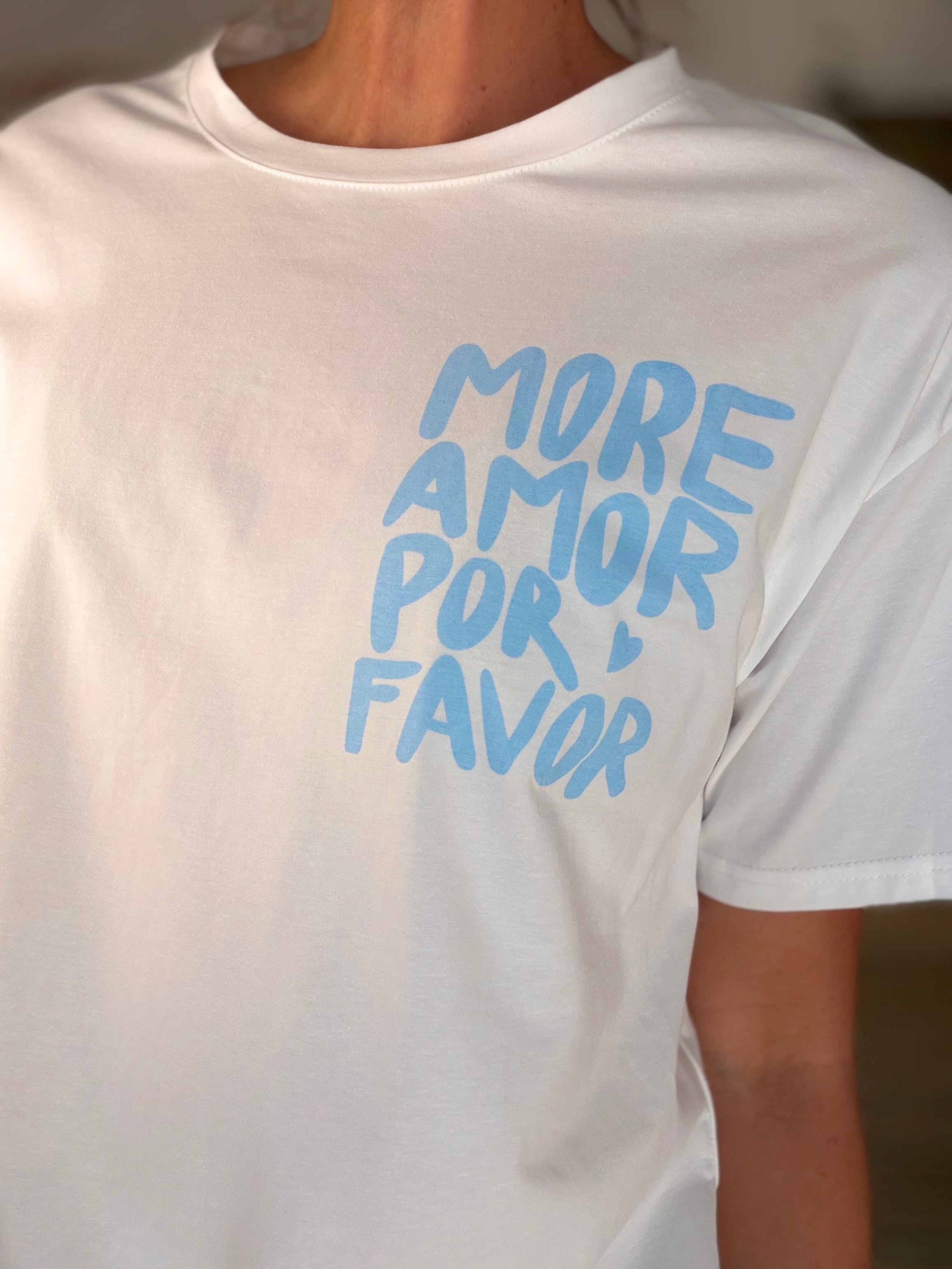 Tee shirt MORE AMOR POR FAVOR - RITA Blanc/Bleu