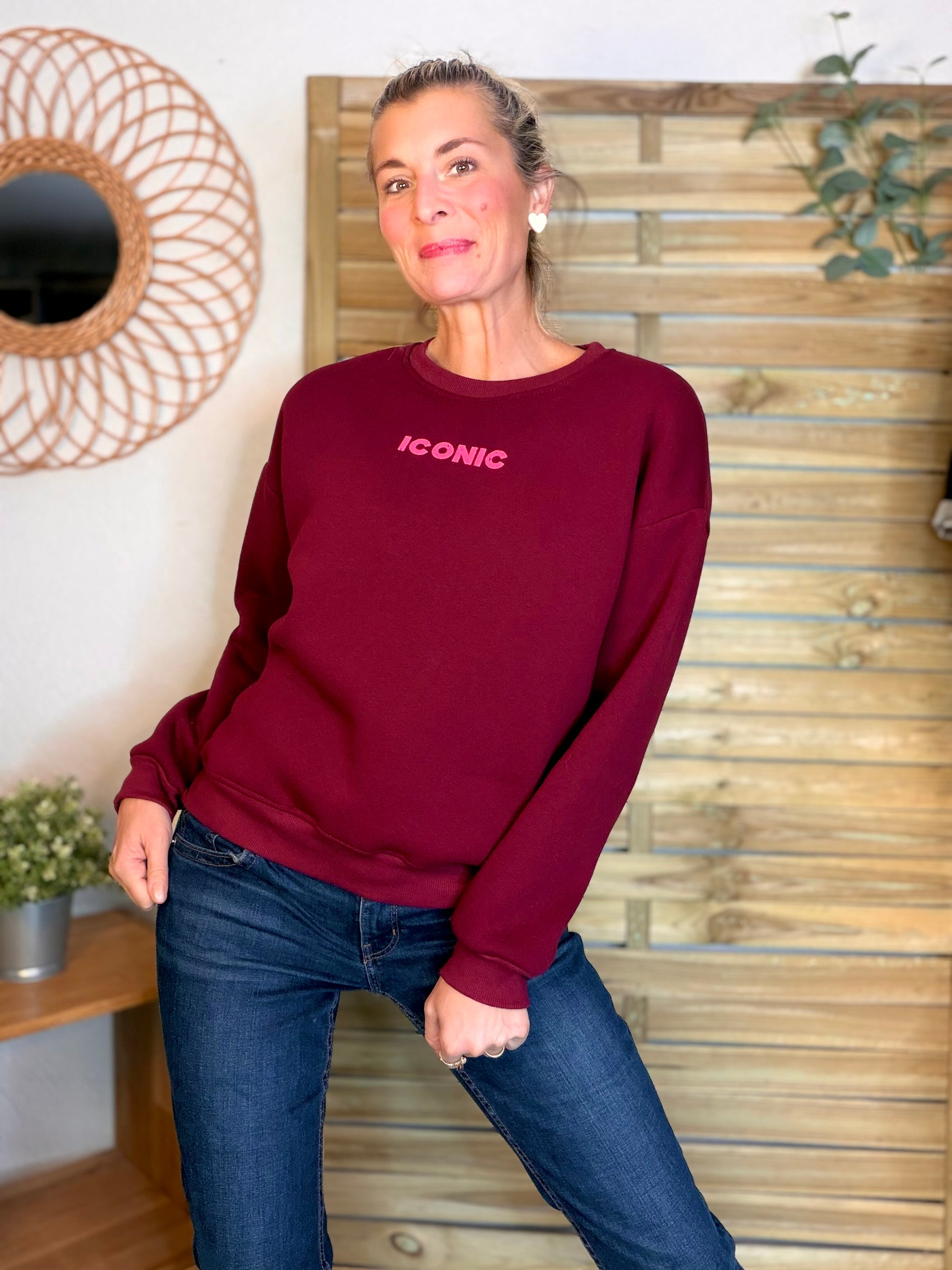 Sweat ICONIC molleton CAPUCINE - Bordeaux
