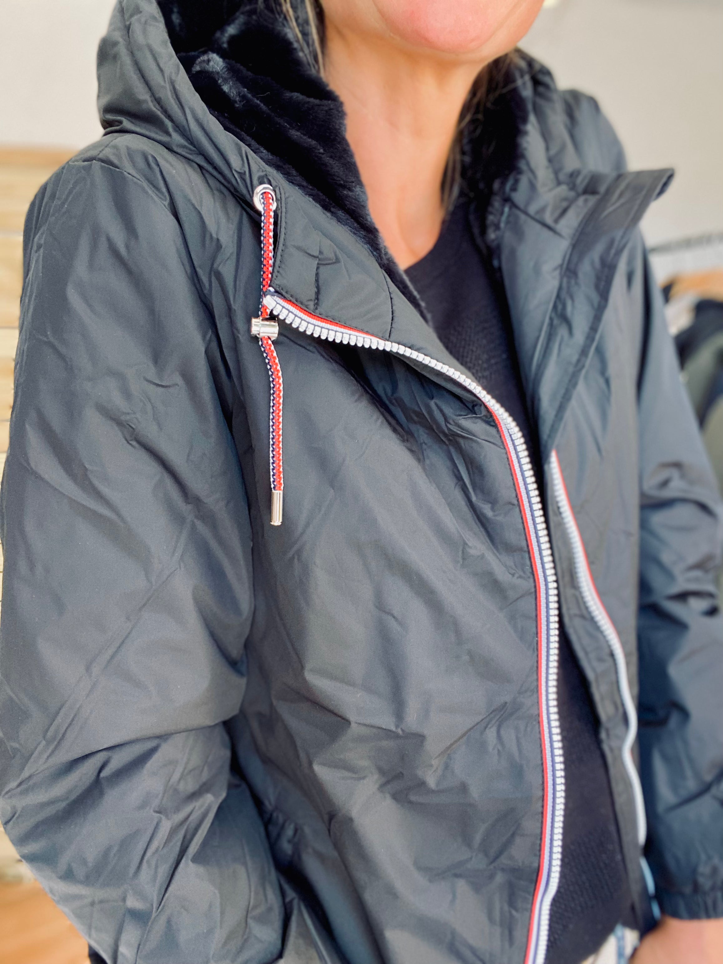 Parka Imperméable THELMA MI-LONG fourré - Noir - Laura Jo