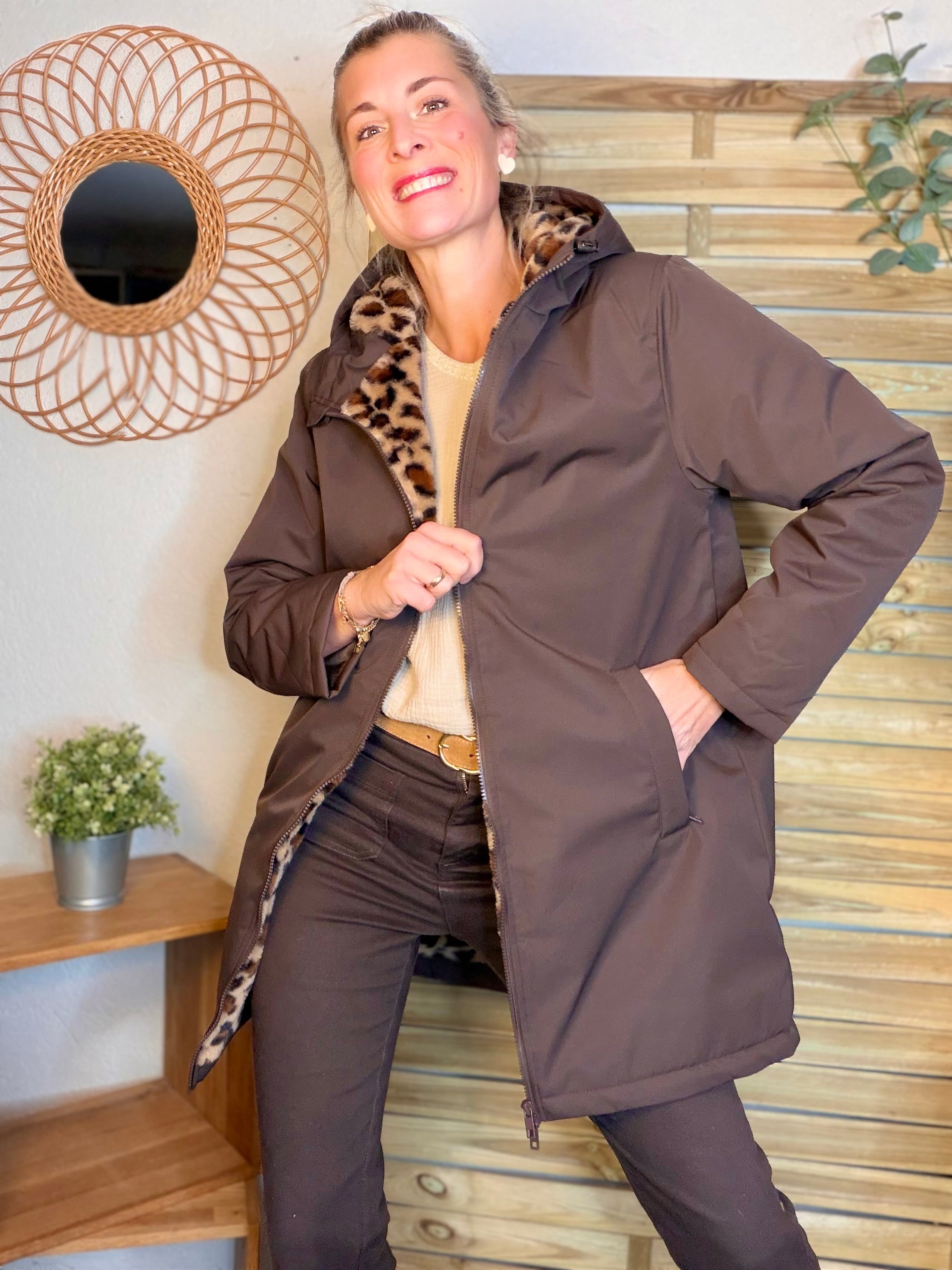 Parka déperlante fourrée Léo ALBANE -  Chocolat