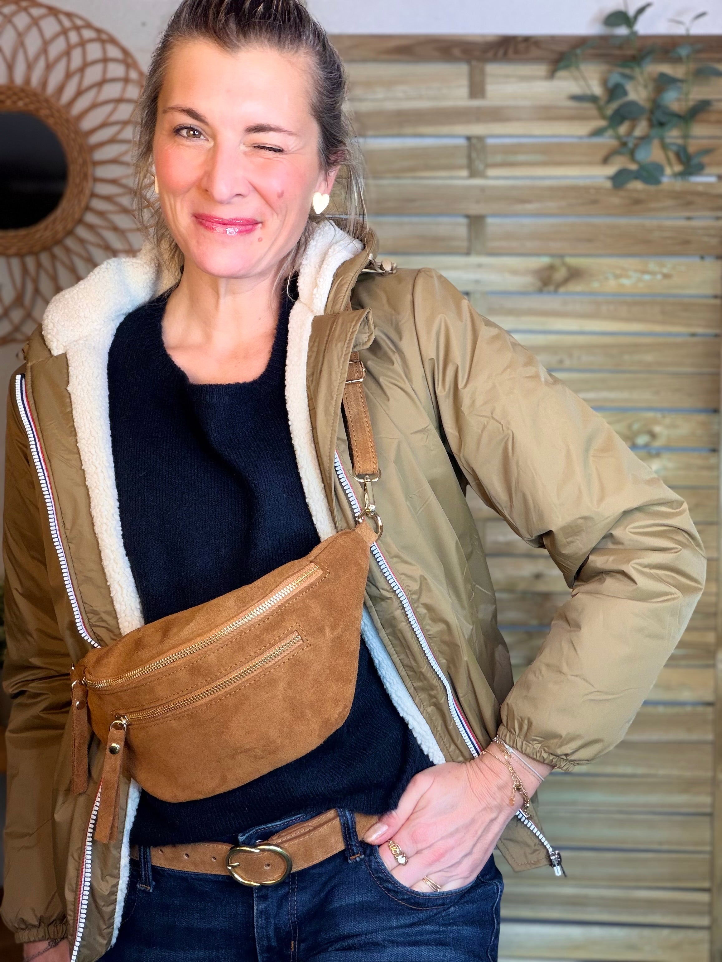 Parka Imperméable LOUISE COURT sherpa - Camel - LAURA JO