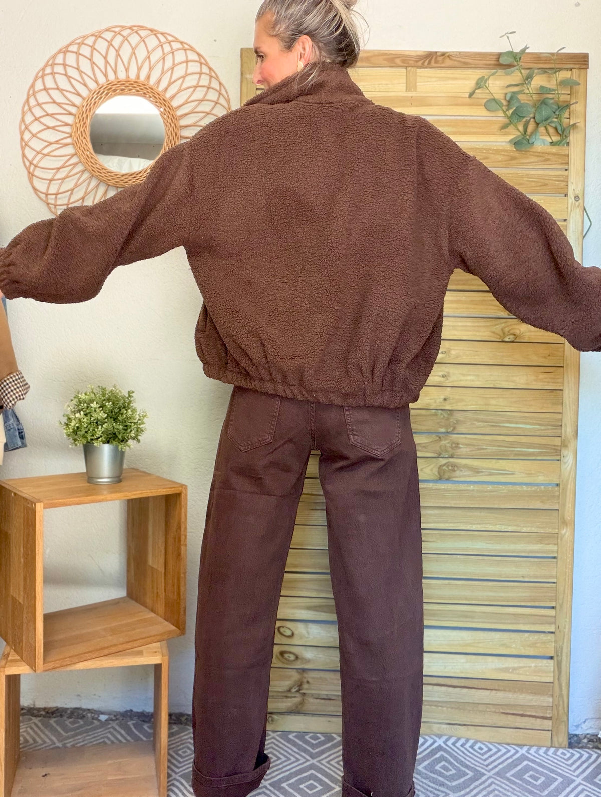 Pantalon Jean coupe barrel LÉON Chocolat