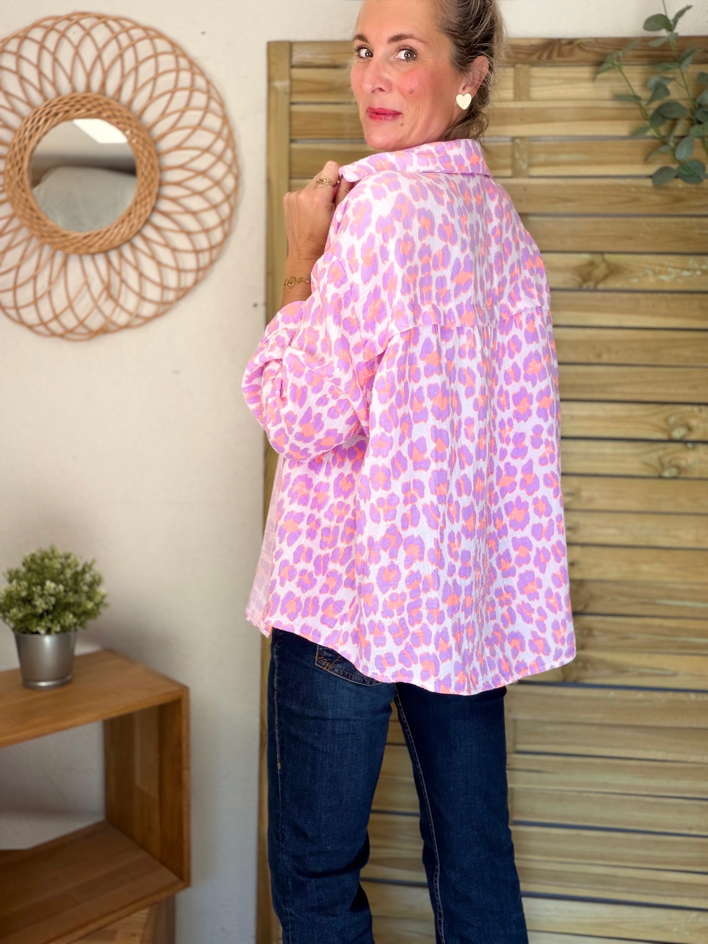 Chemise en gaze de coton FÉLICIE Léo lilas