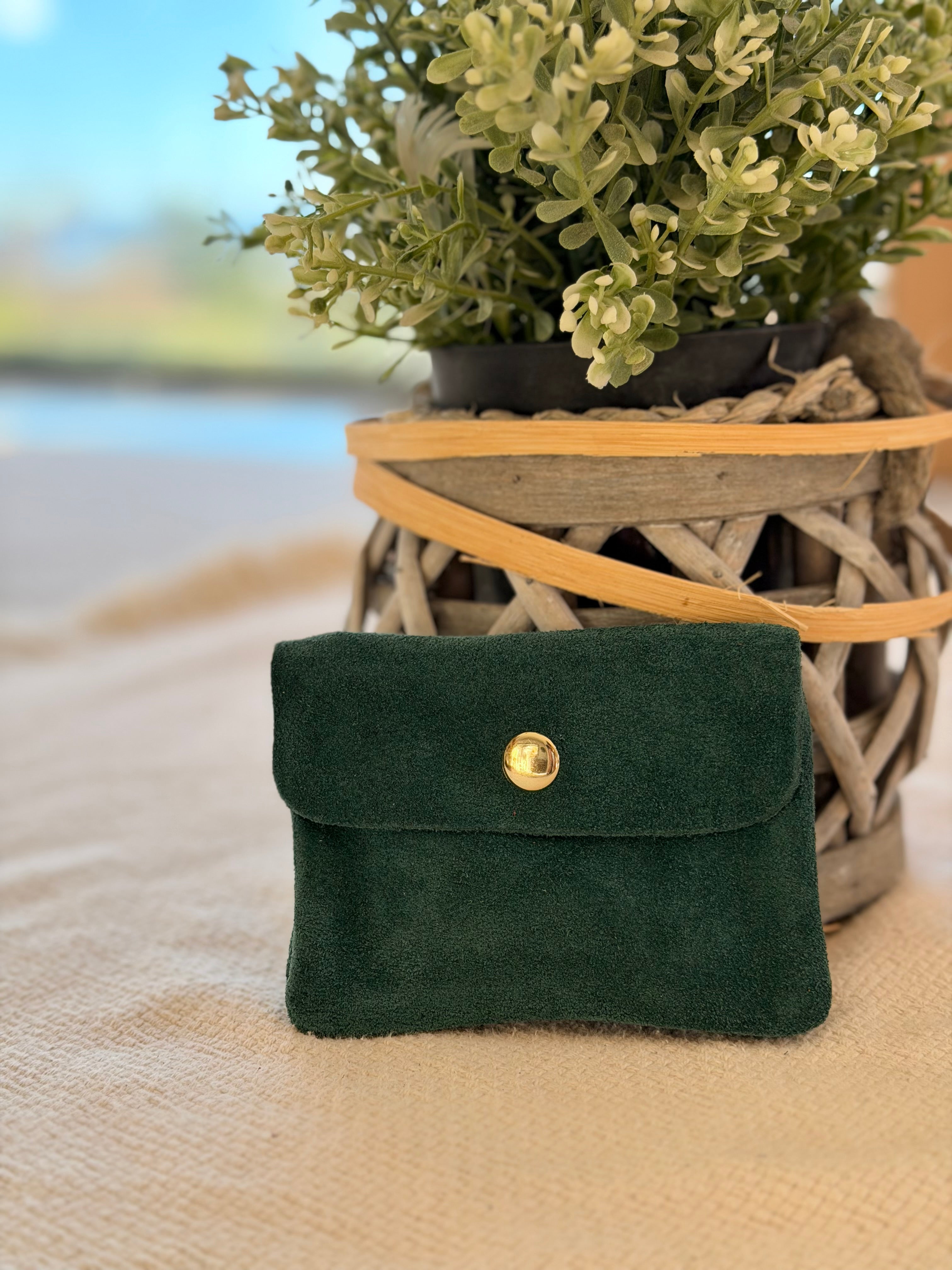 Porte monnaie / porte carte en cuir daim ACHILLE