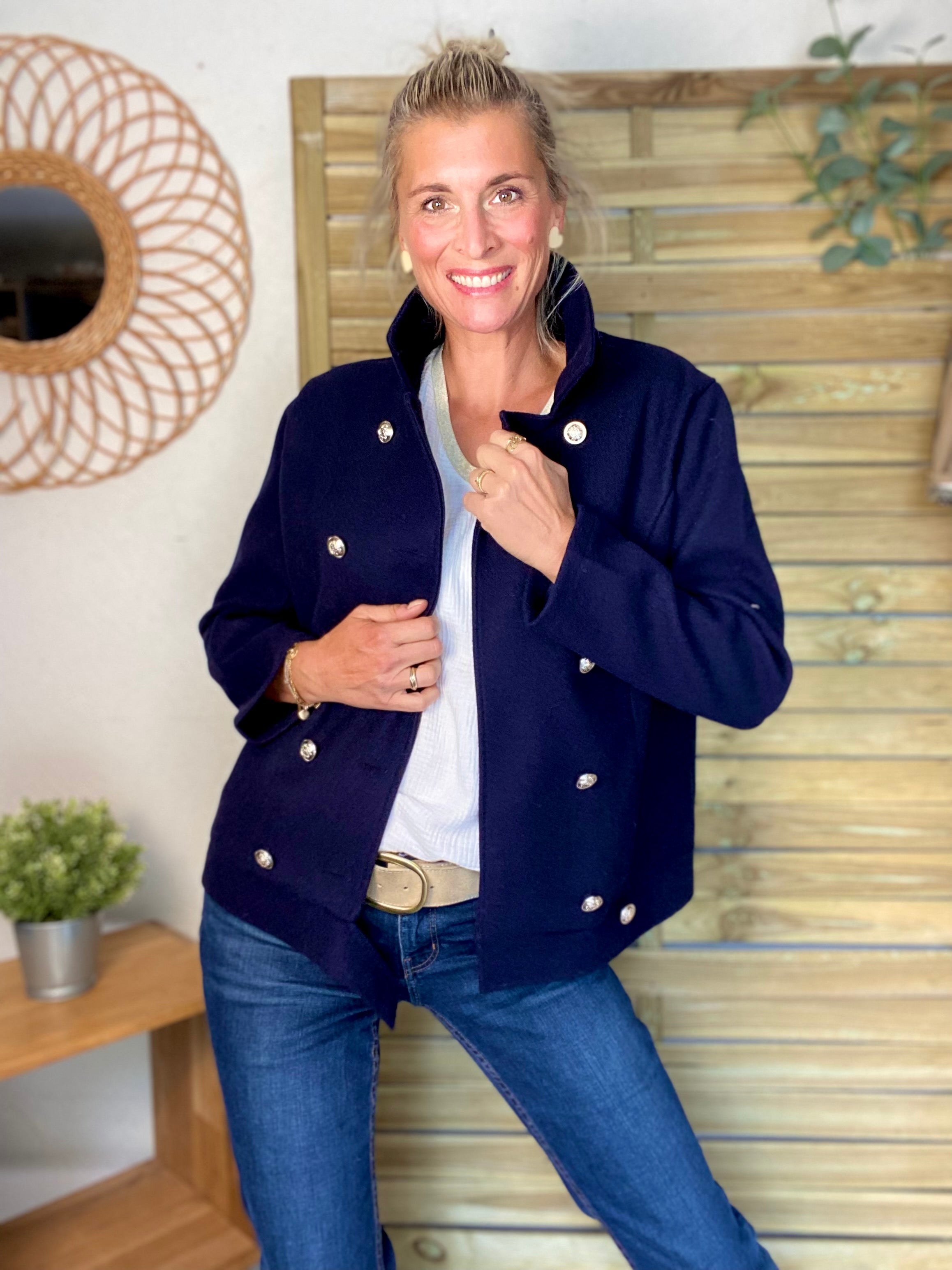 ⚠️ PRÉCOMMANDE (Expédition à partir du 01/10) - Veste caban légère JACK - Bleu marine