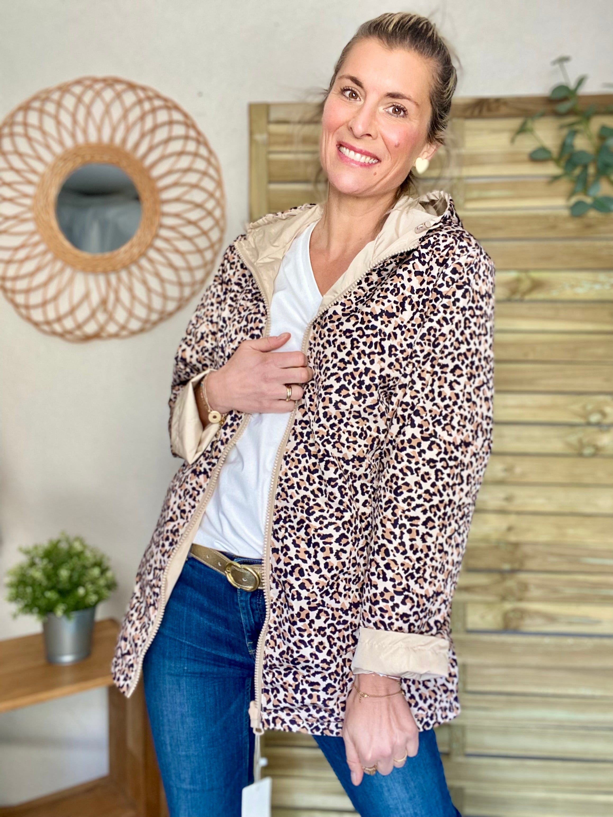 Imperméable réversible mi-long ALICE - Léo 🐆 / Beige