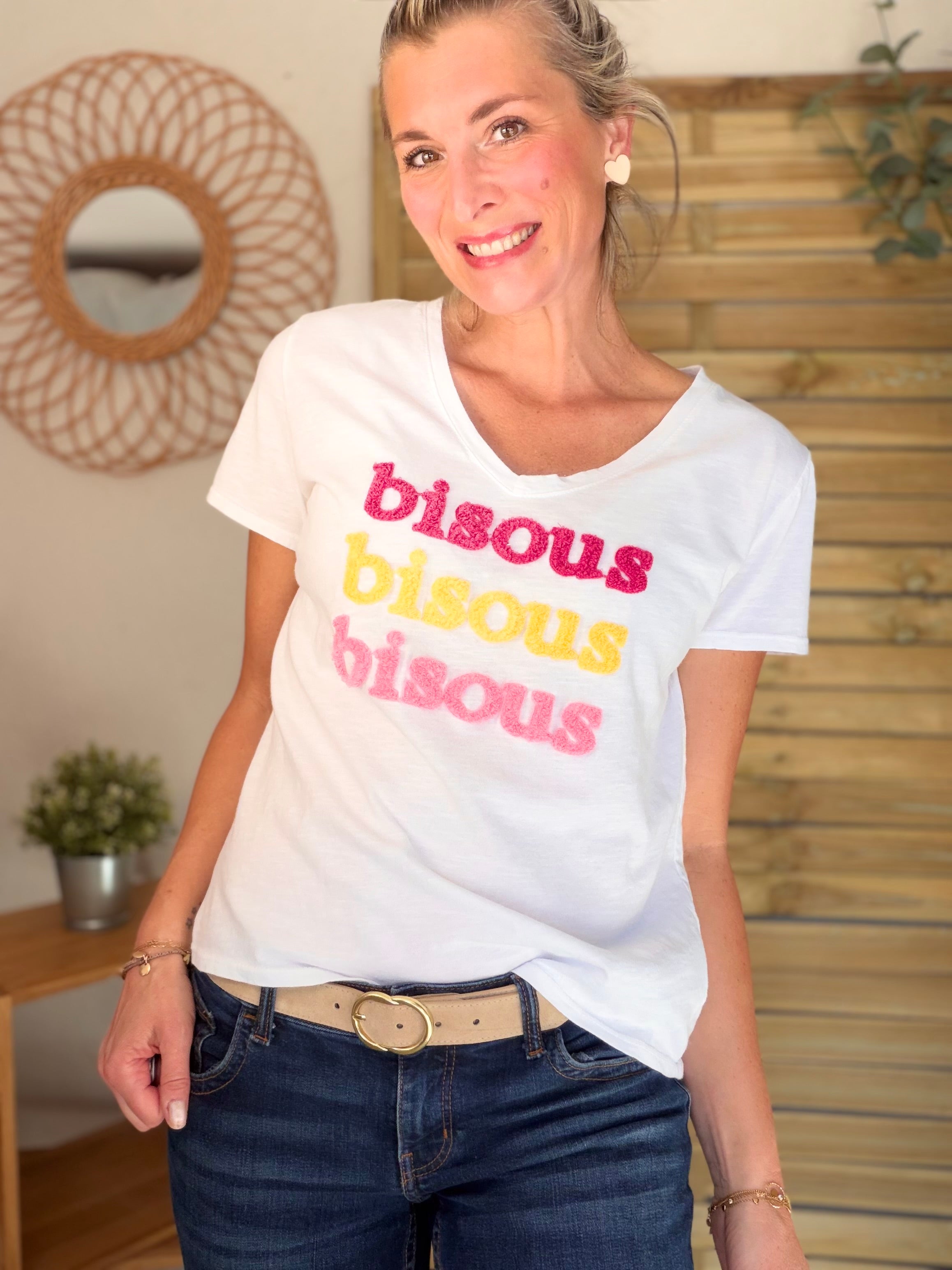 Tee shirt col V bisous ISAURE