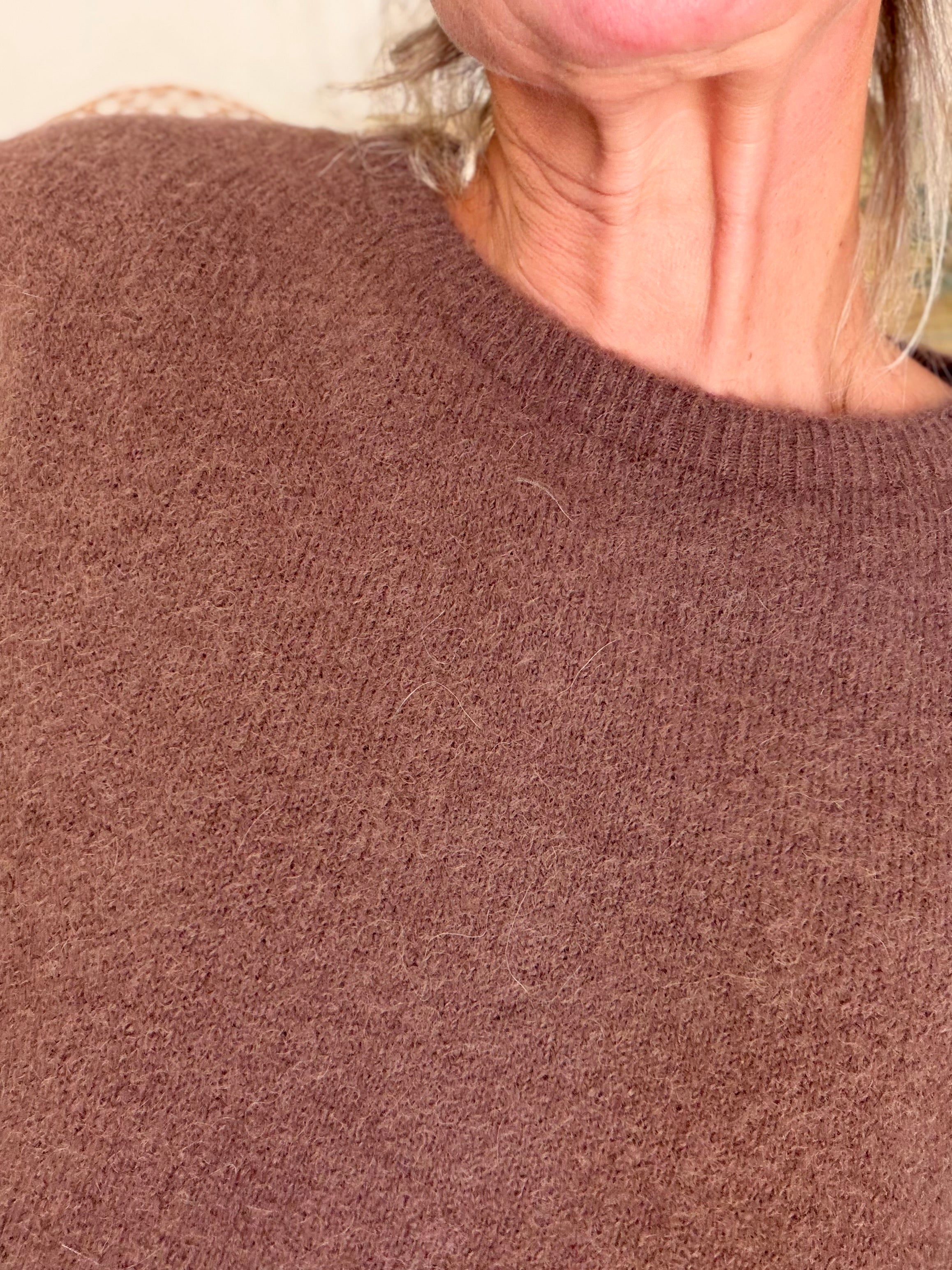 Pull laine et alpaga PEGGY - Chocolat