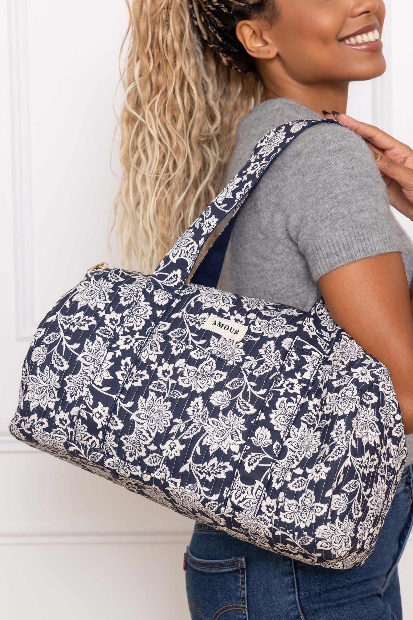 Sac polochon imprimé TARA - Fleuri Marine