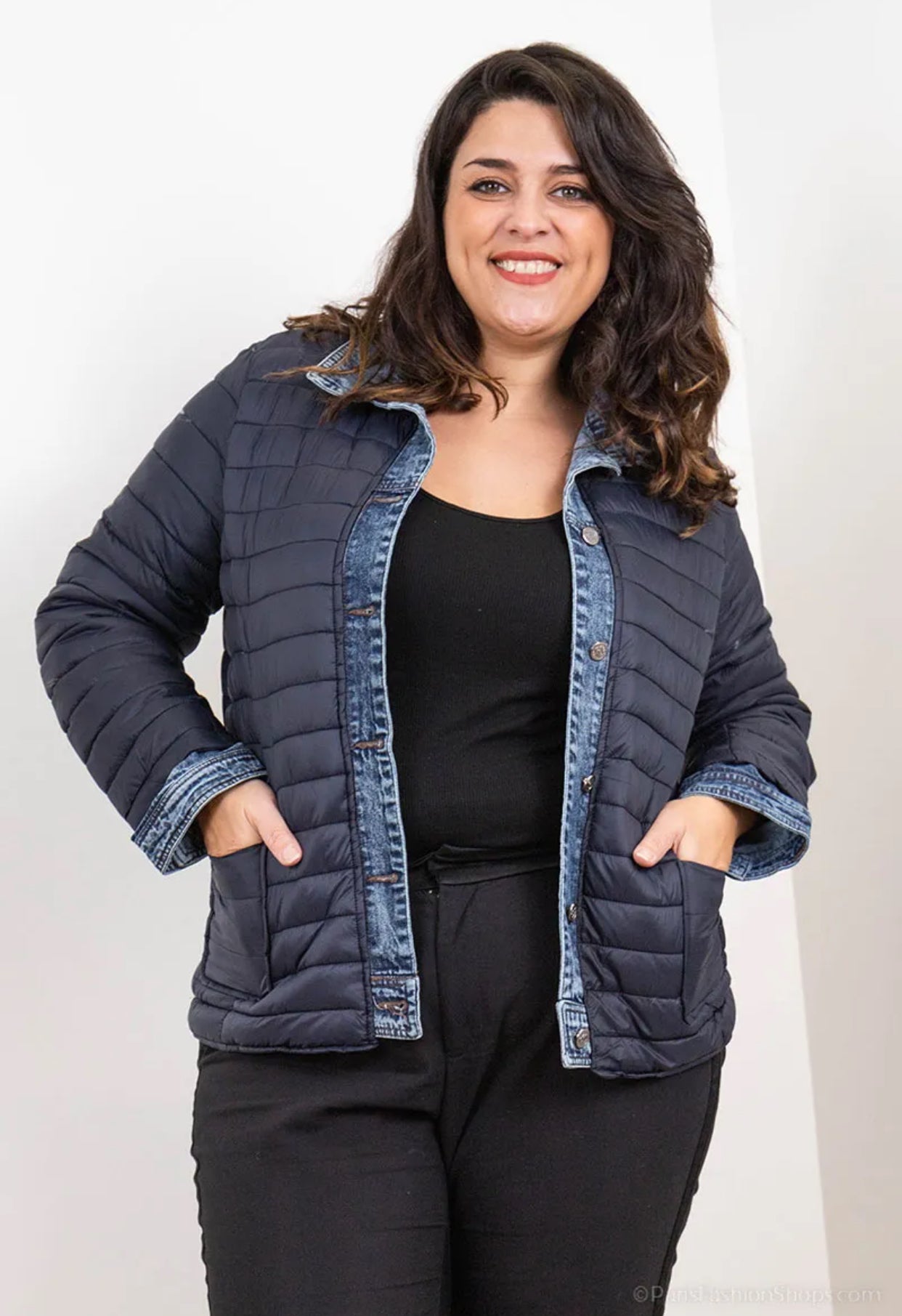 Veste Jean / Doudoune légère JACKIE - Bleu marine