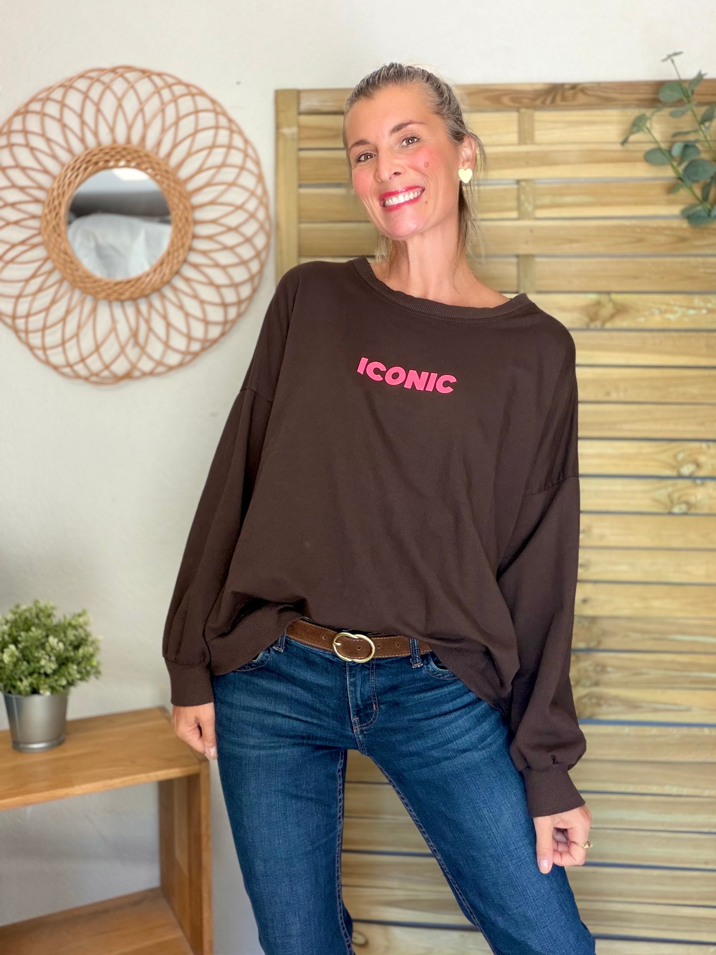 Sweat ICONIC léger 100% coton FAUSTINE Chocolat (taille 36 à 46)