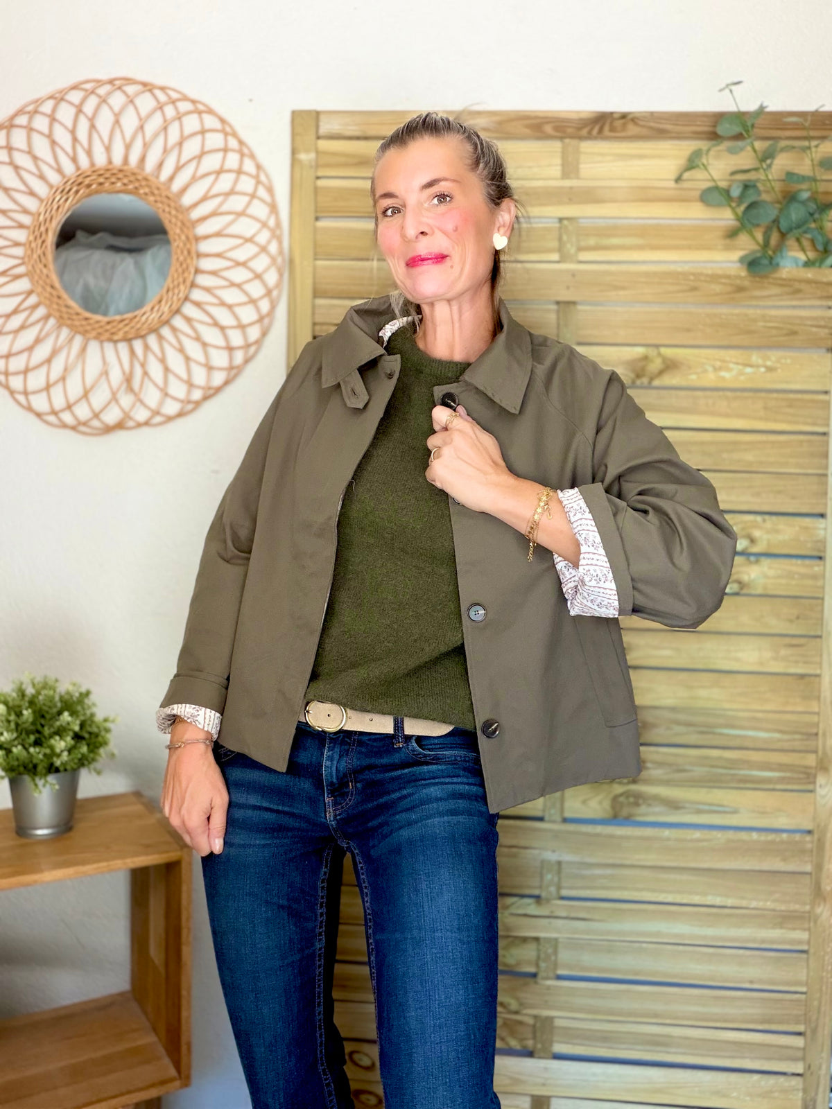 Veste Trench avec Liberty - MADELEINE Kaki
