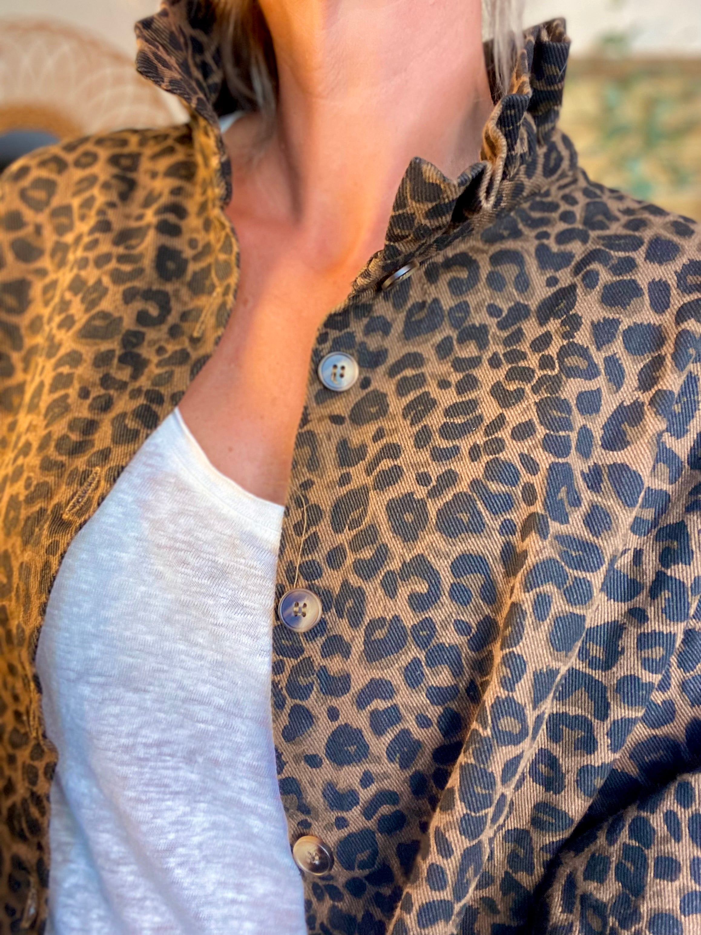 Veste / Chemise en coton, col victorien volanté LISA - Léo 🐆
