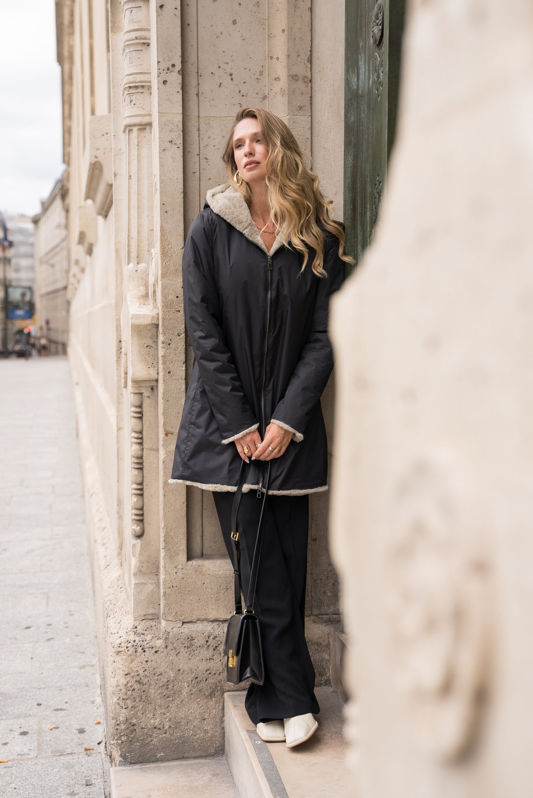 Parka Imperméable réversible fourrée Noir / Beige ALIX - LAURA JO