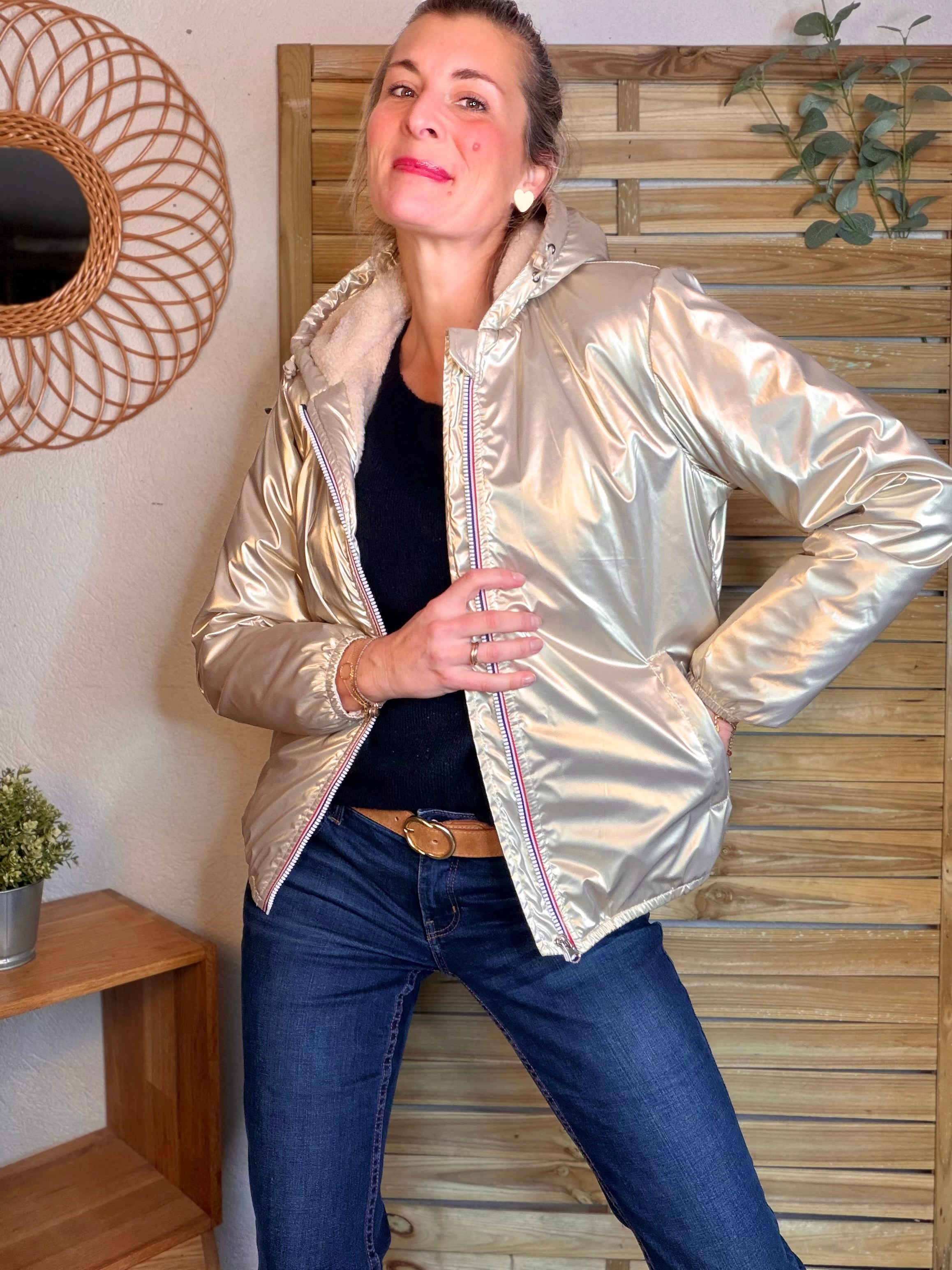 Parka Imperméable LOUISE COURT sherpa - Doré - LAURA JO (DÉSTOCKAGE sur Taille L)
