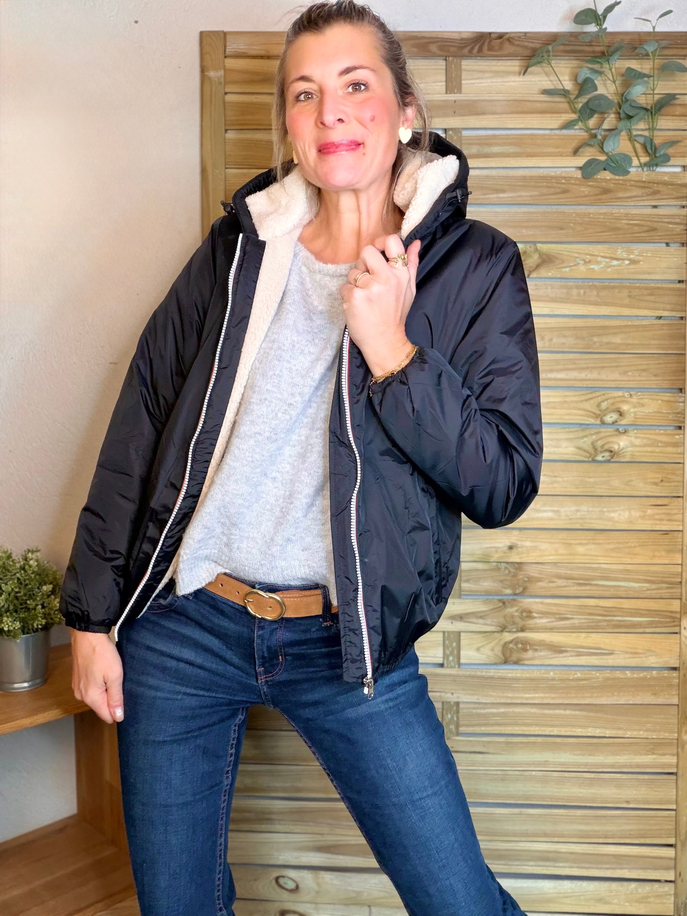 Parka Imperméable LOUISE COURT sherpa - Noir - LAURA JO