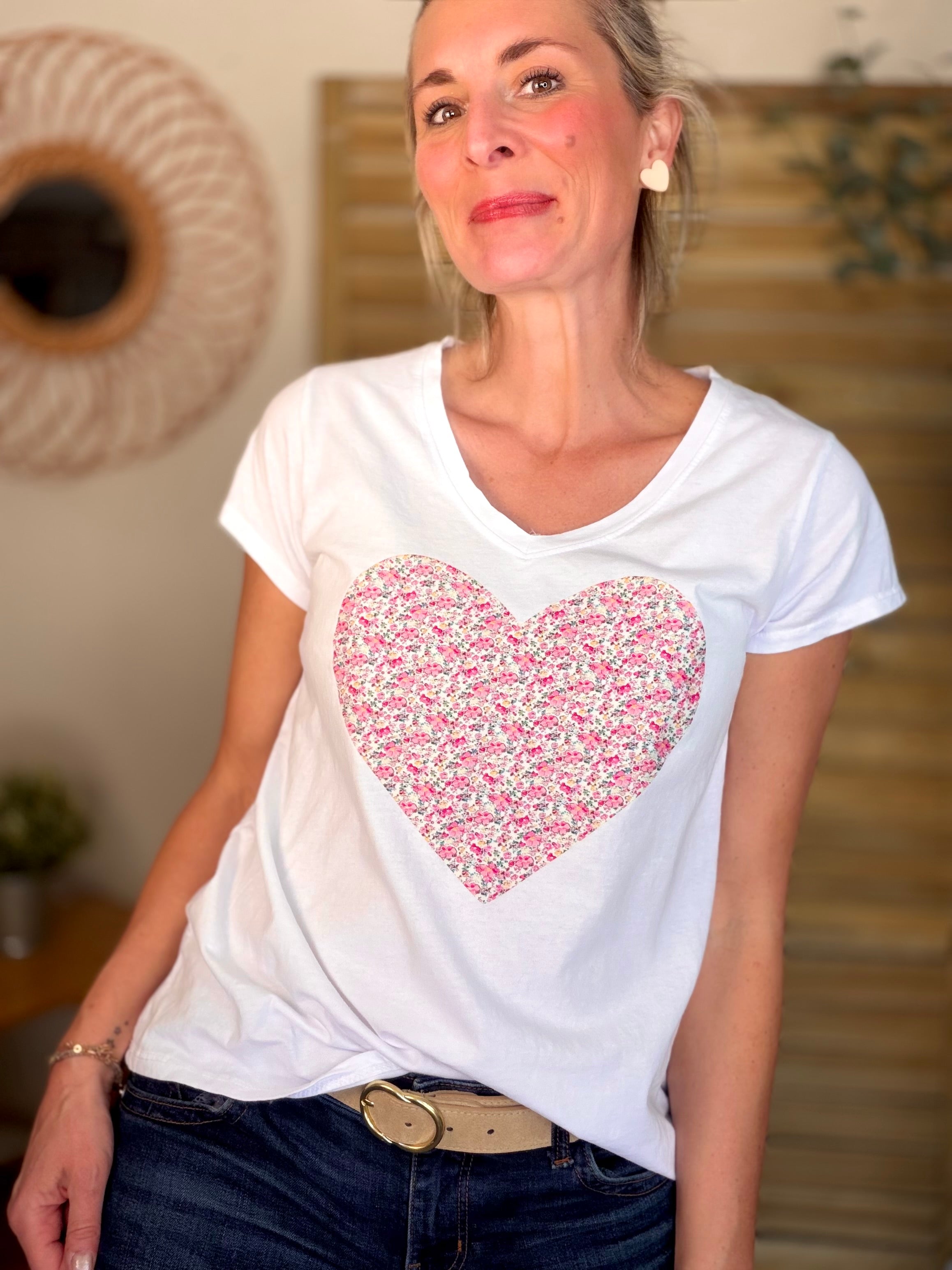 Tee shirt Gros Coeur Liberty rose VERA 🩷