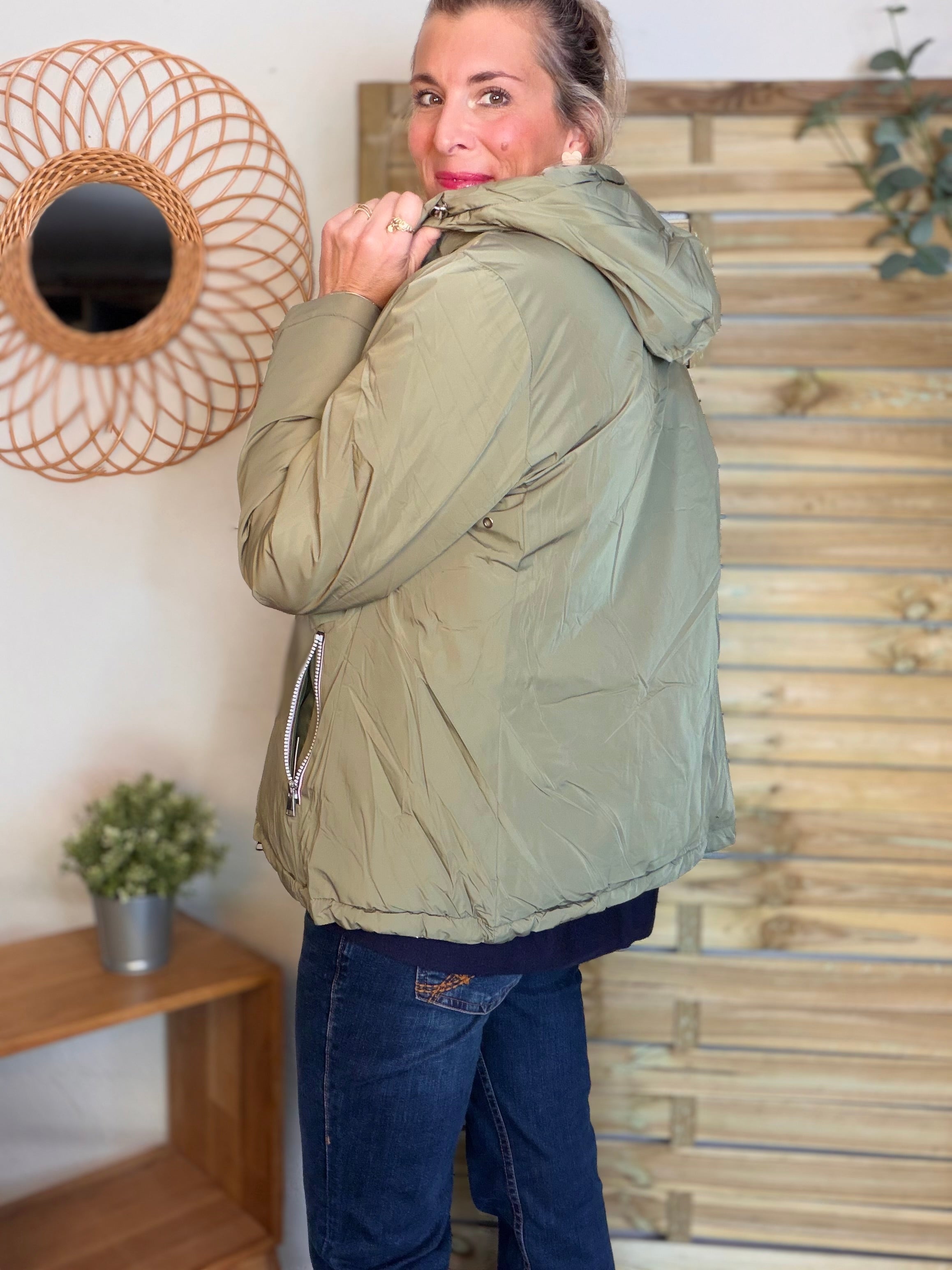 ⚡️PÉPITES FRIDAY - Doudoune imperméable réversible longue ANGÈLE COURT - Kaki clair - MELYA MELODY