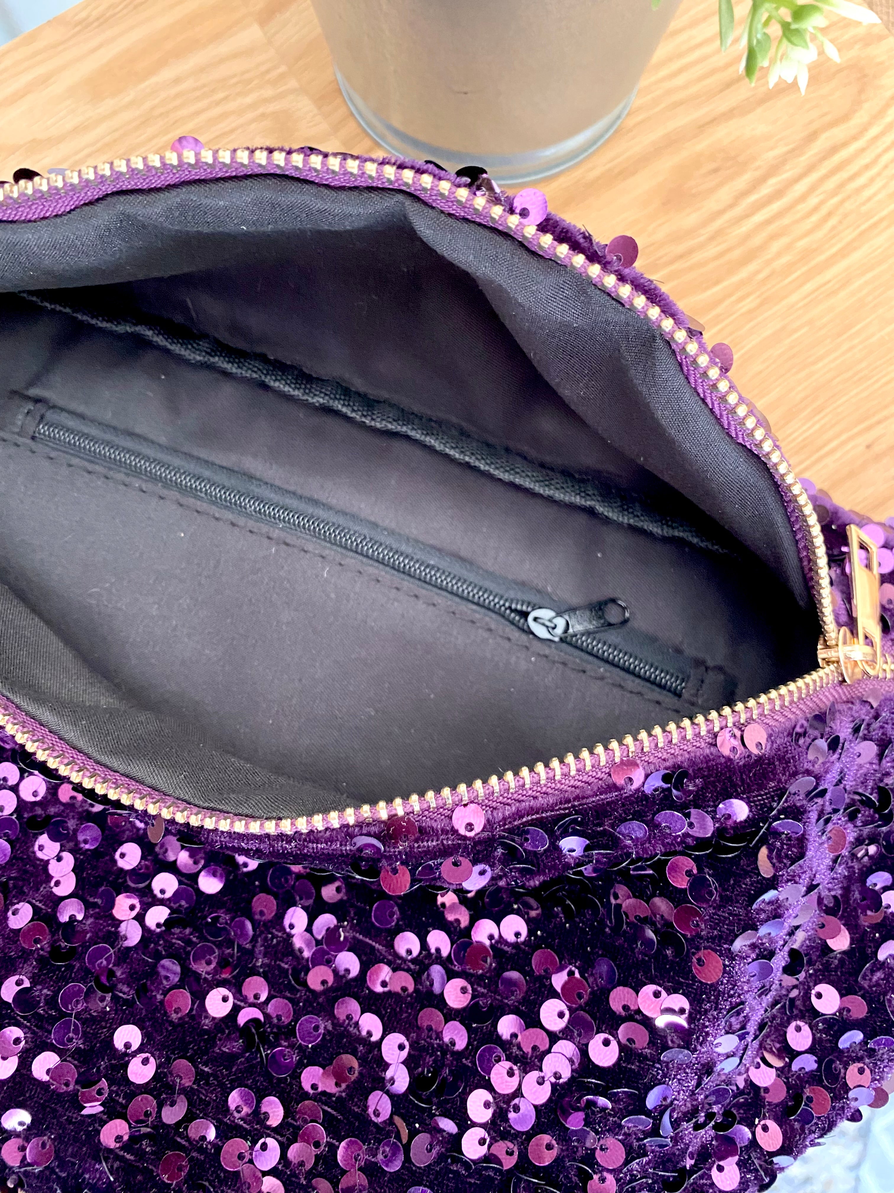 Sac banane L velours à sequins Ciao Boum- TAYLOR - Violet