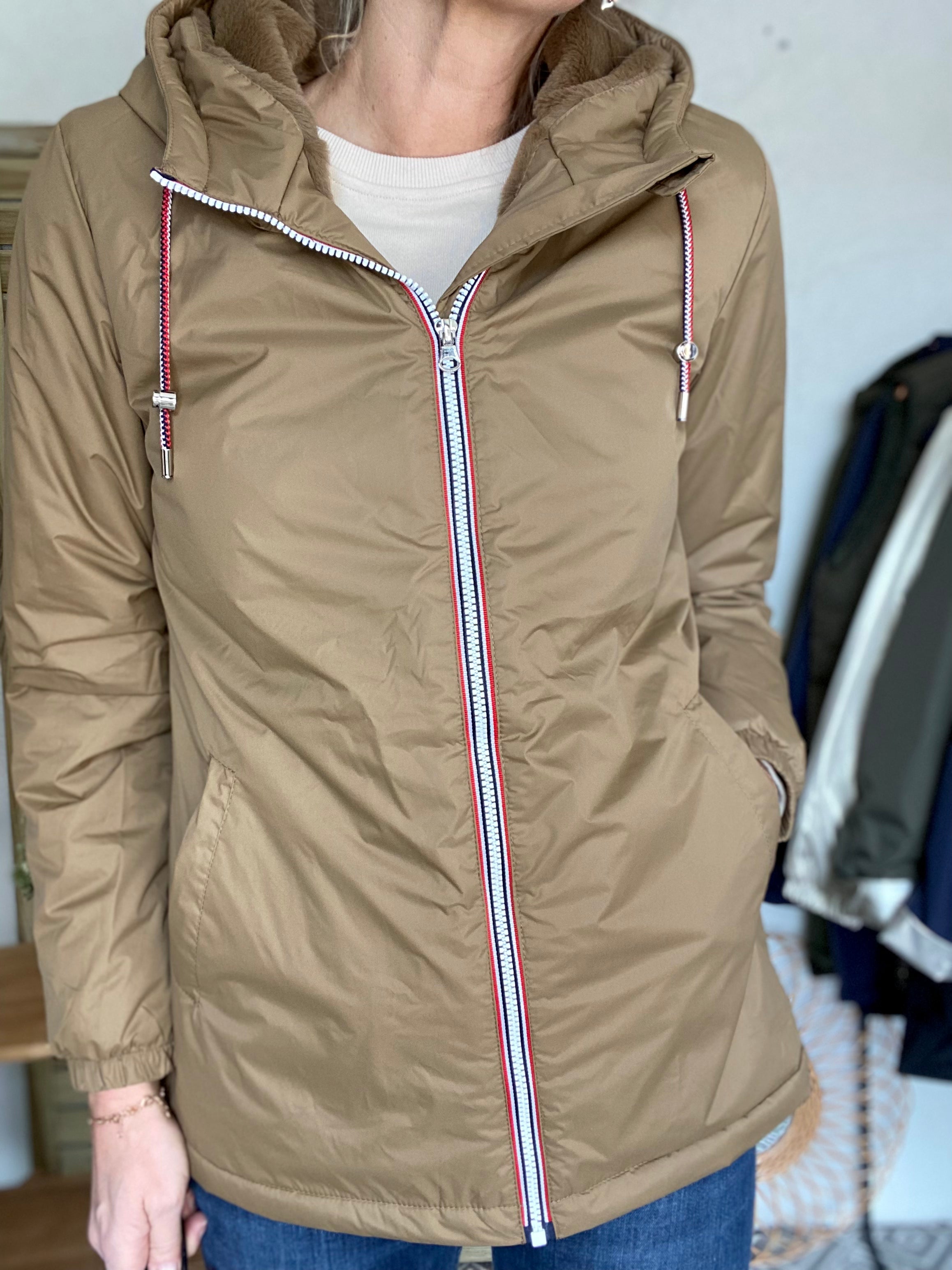 Parka Imperméable THELMA MI-LONG fourré - Camel - Laura Jo