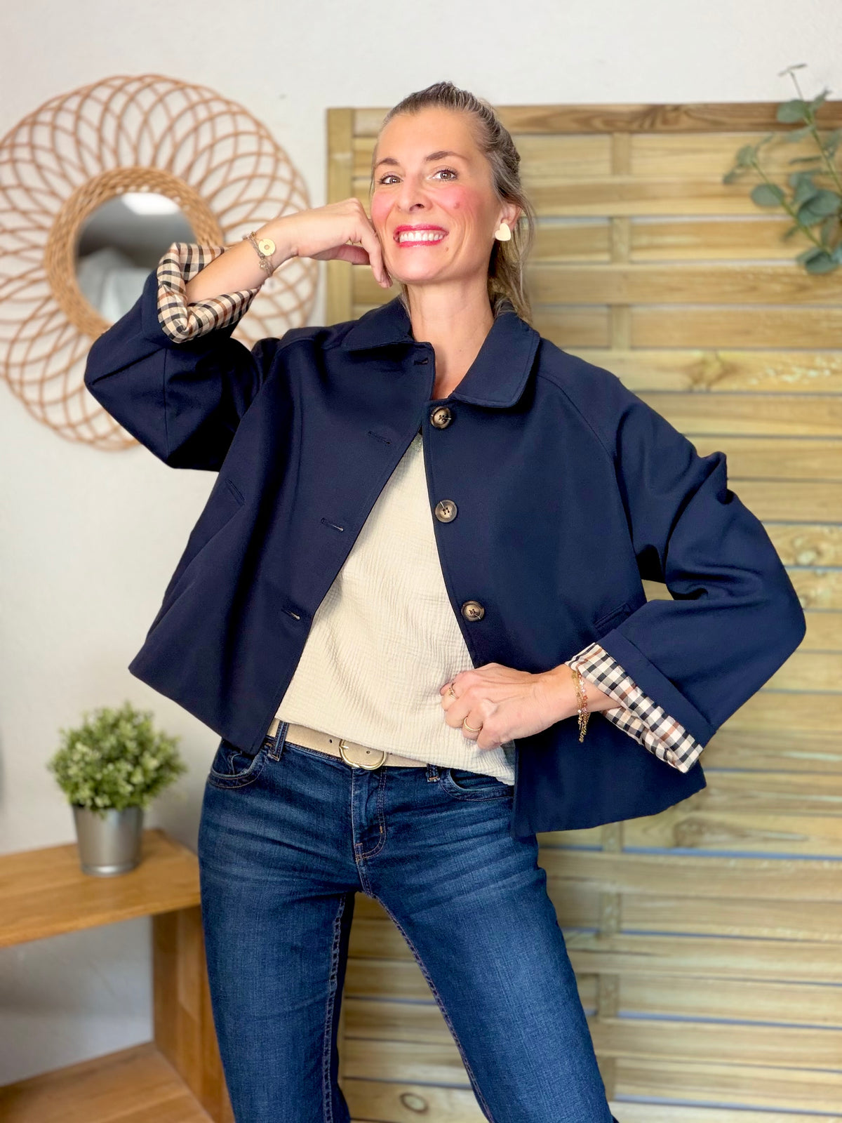 ⚡️ ARRIVAGE • Veste Trench, doublure à carreaux DANA Bleu marine